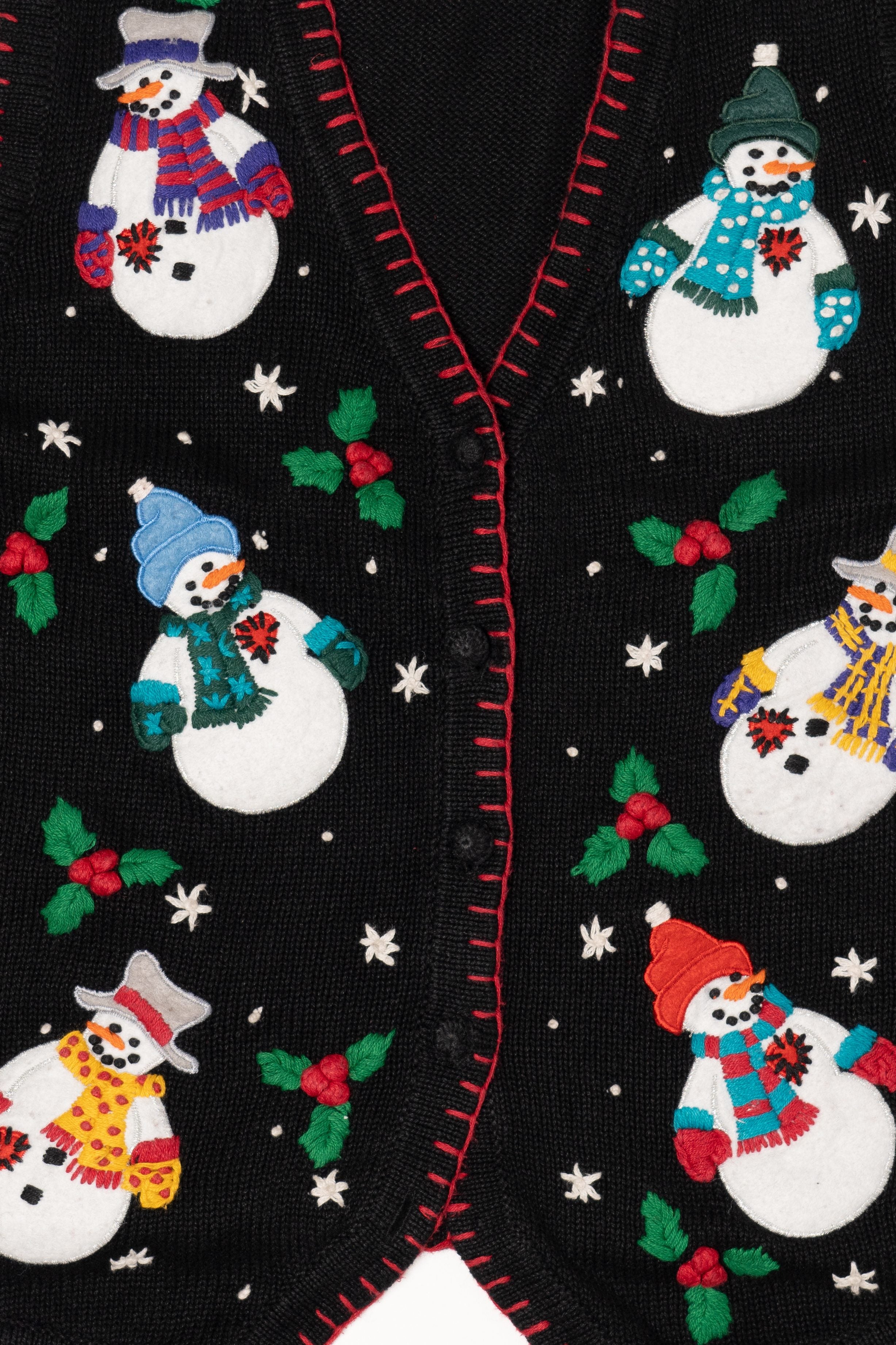 Vintage Black Victoria Jones Snowmen Ugly Christmas Vest (2000s)