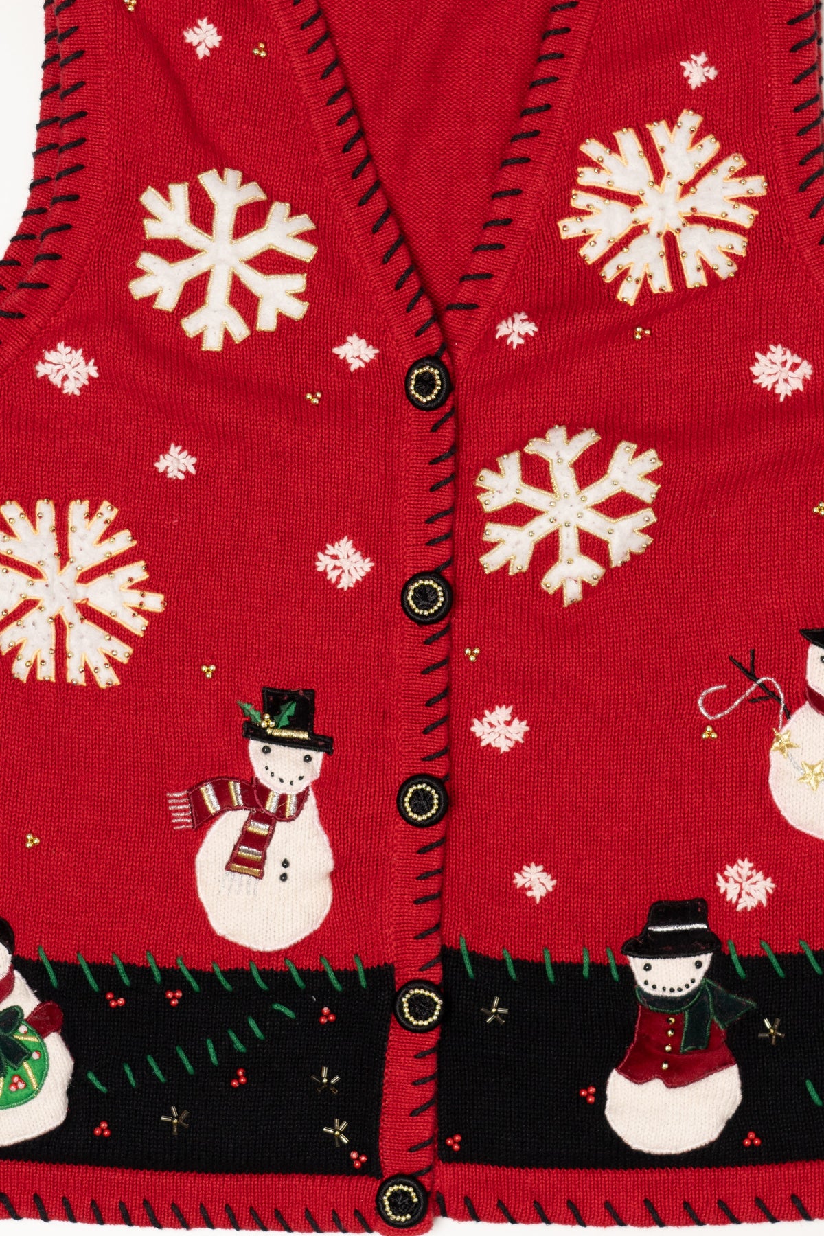 Vintage Red Basic Editions Snowmen Ugly Christmas Vest (1990s)