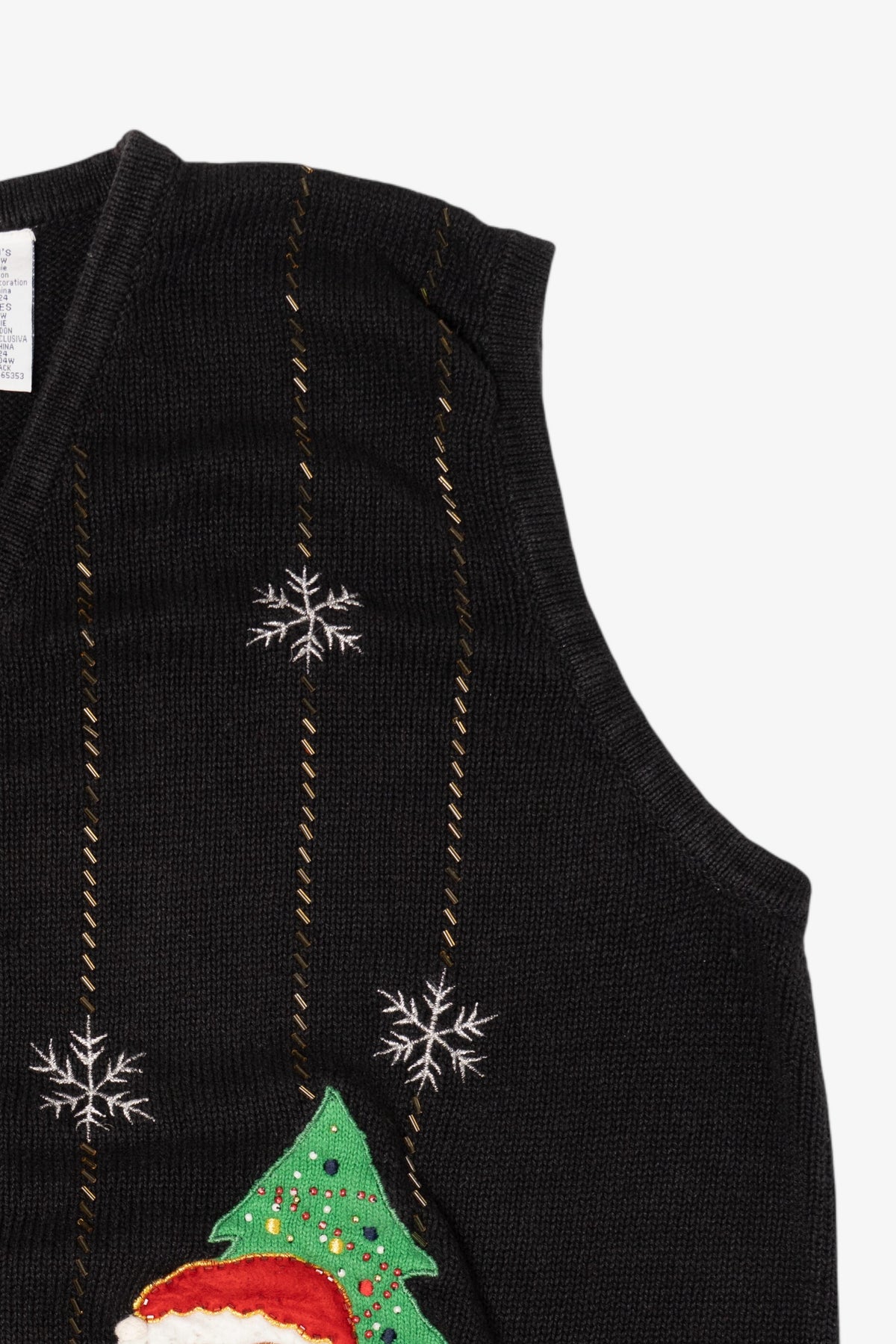Vintage Black Bobbie Brooks Teddy Bears Ugly Christmas Vest (1990s)