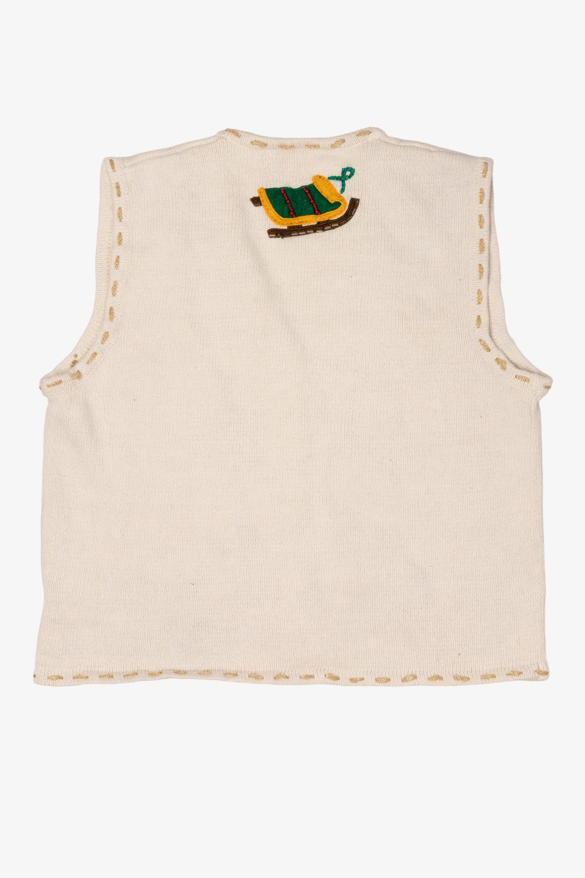 Vintage White Bobbie Brooks Sleds Ugly Christmas Vest (2000s)
