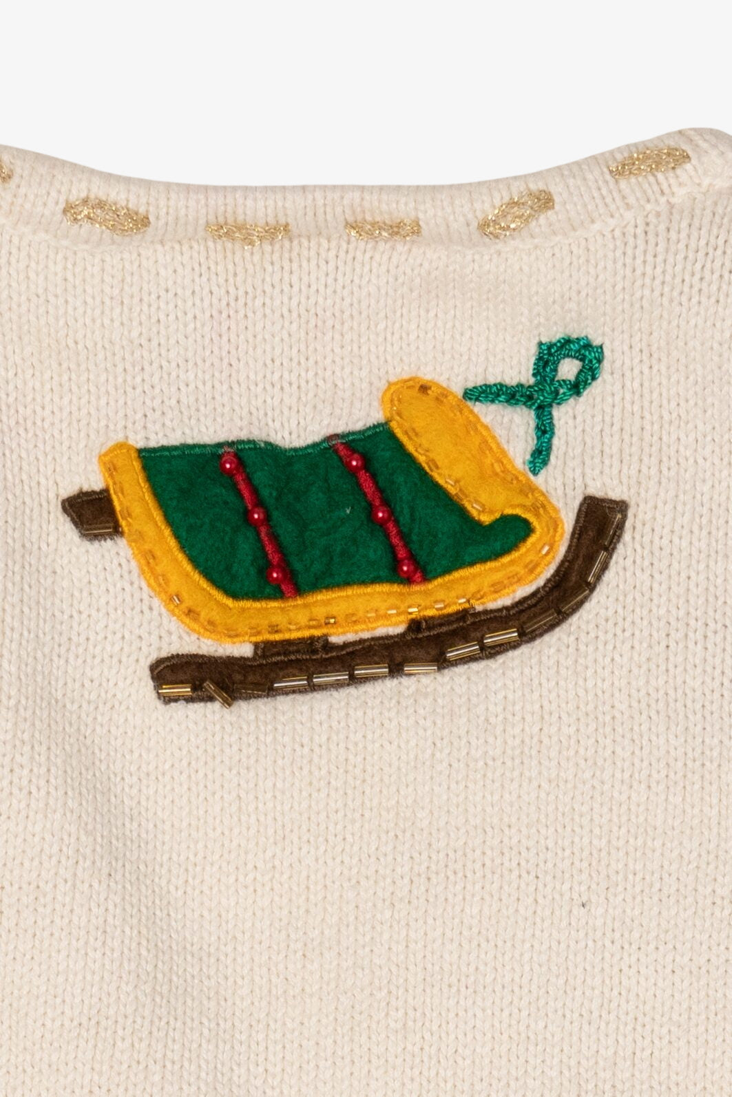 Vintage White Bobbie Brooks Sleds Ugly Christmas Vest (2000s)