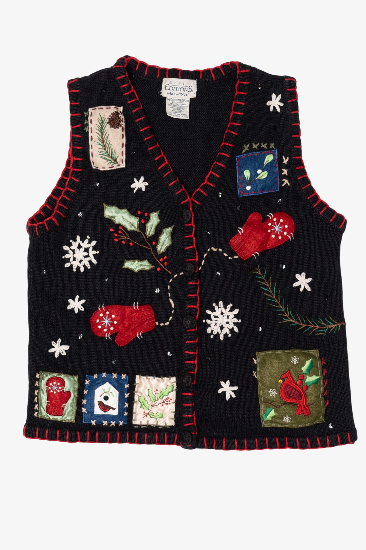 Vintage Black Basic Editions Ugly Christmas Vest (1990s)