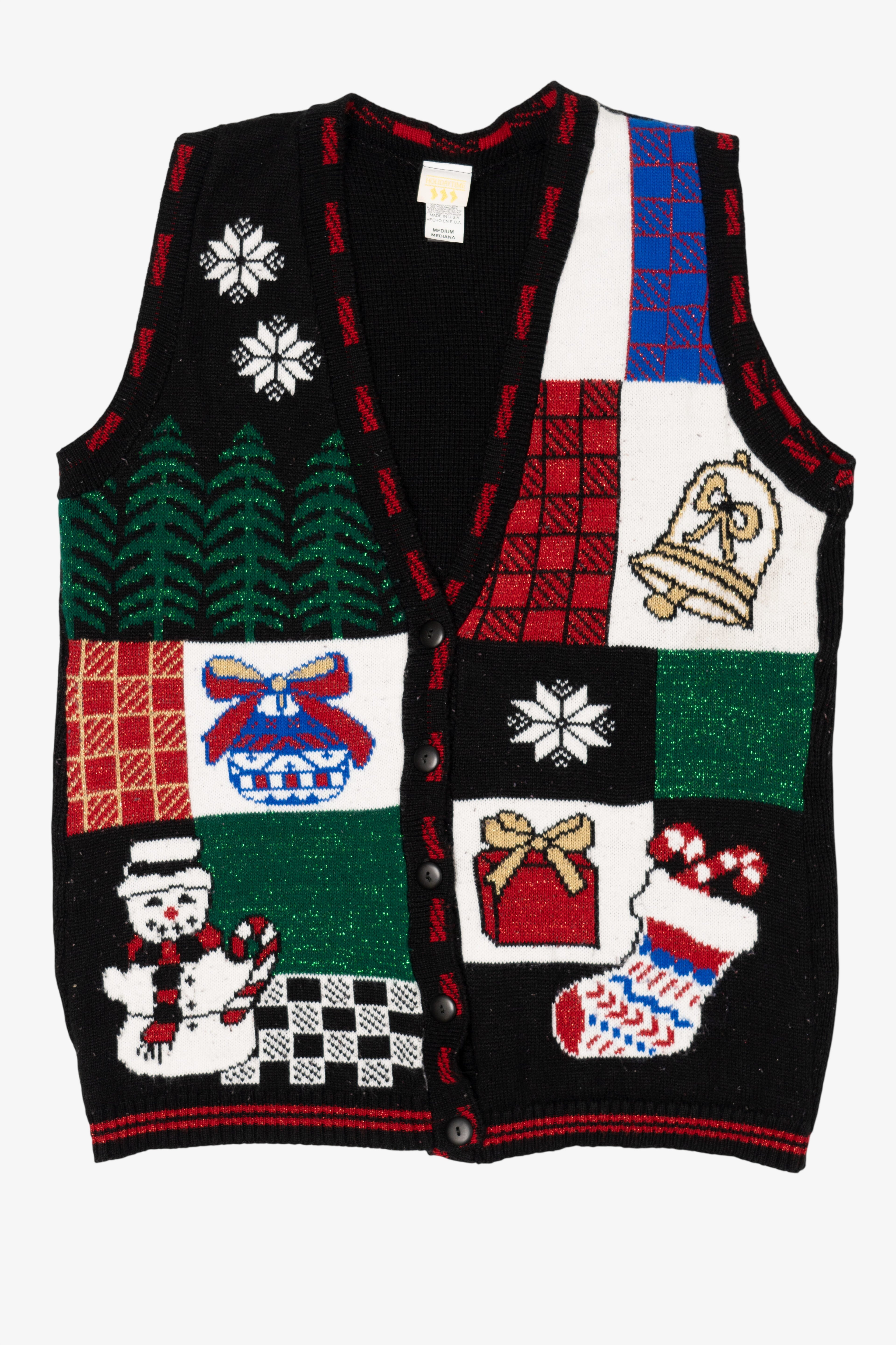 Vintage Black Holiday Time Ugly Christmas Vest (1980s)