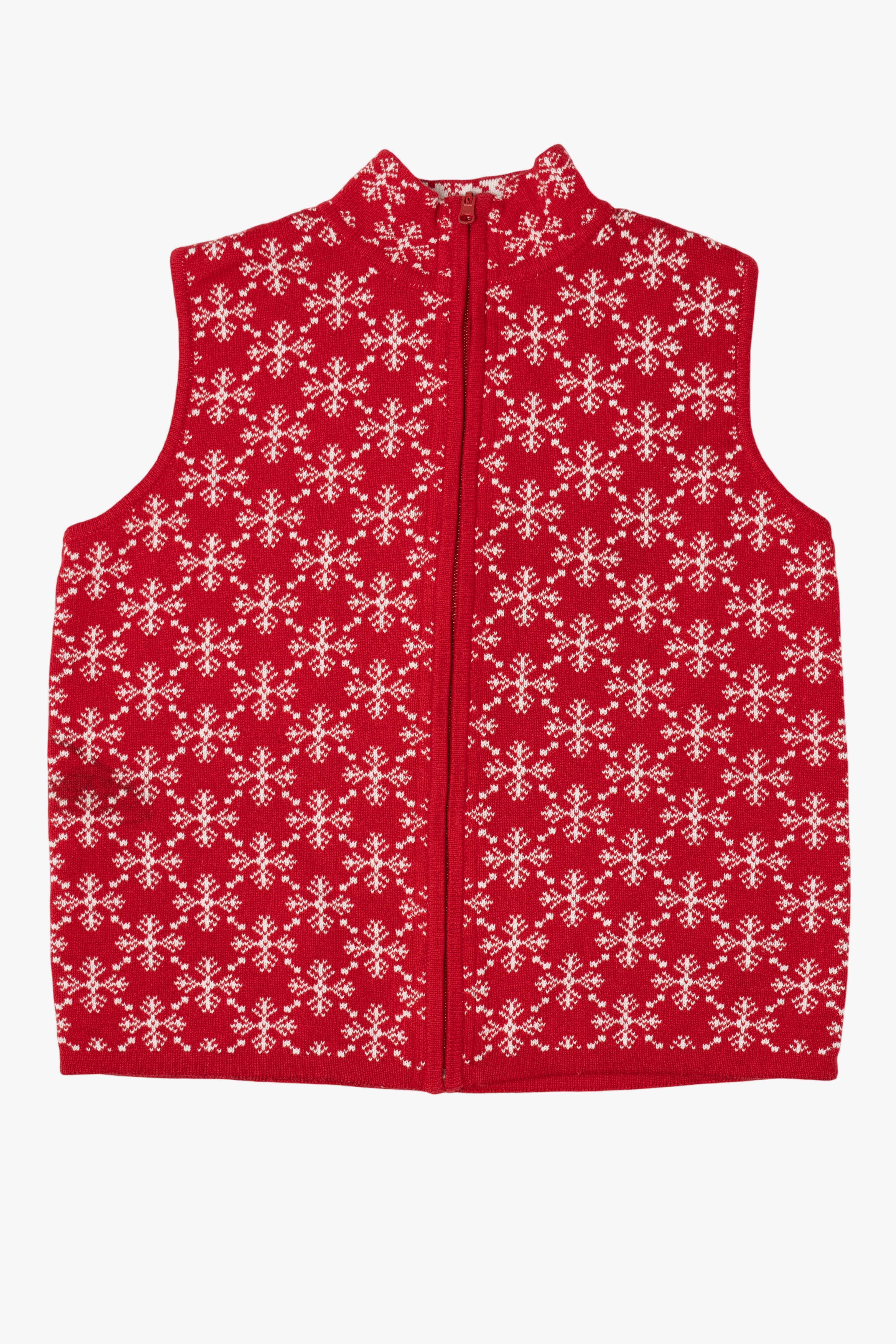 Reversible White And Red Snowflakes Ugly Christmas Vest