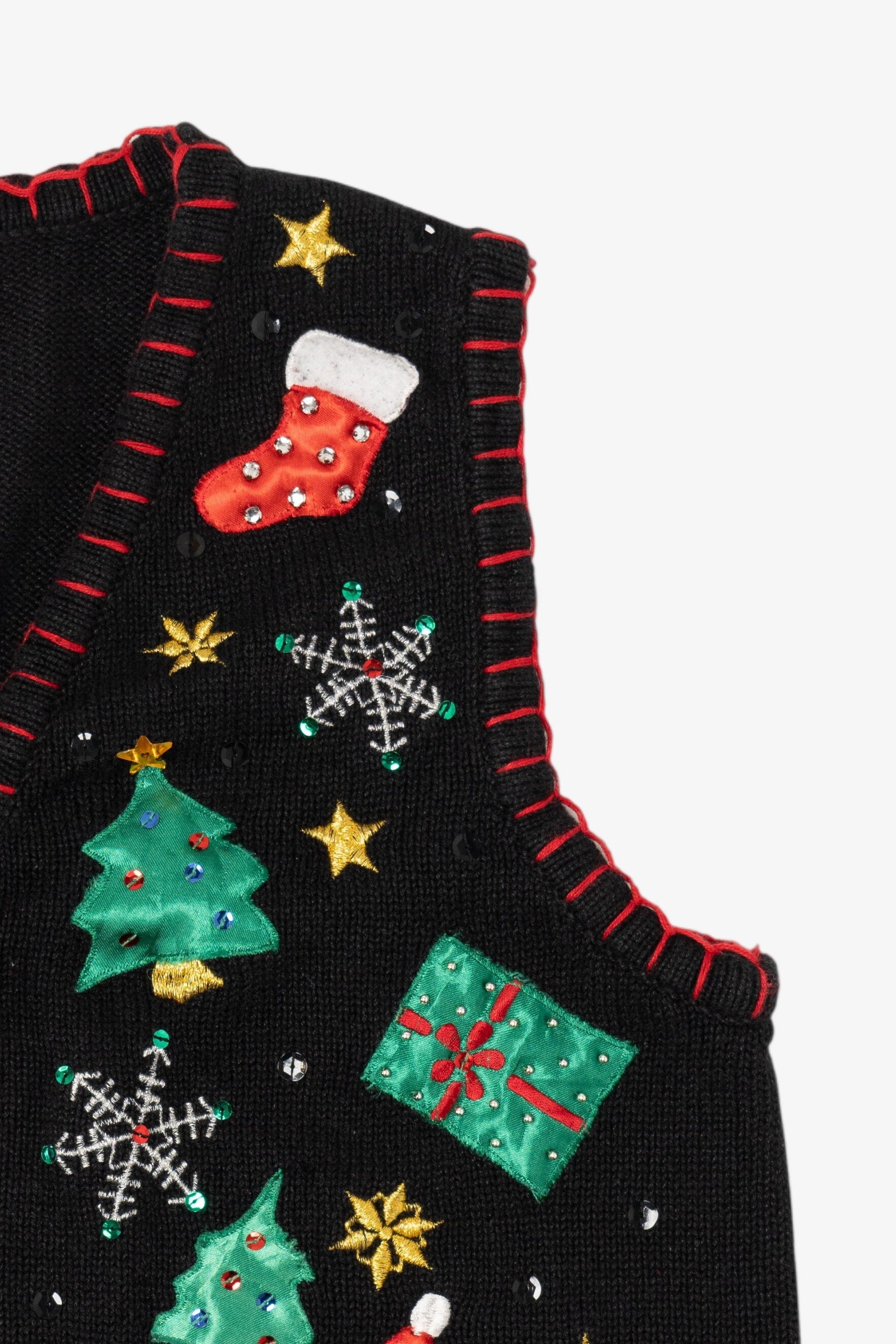 Vintage Black Nutcracker Santa Ugly Christmas Vest (1990s)