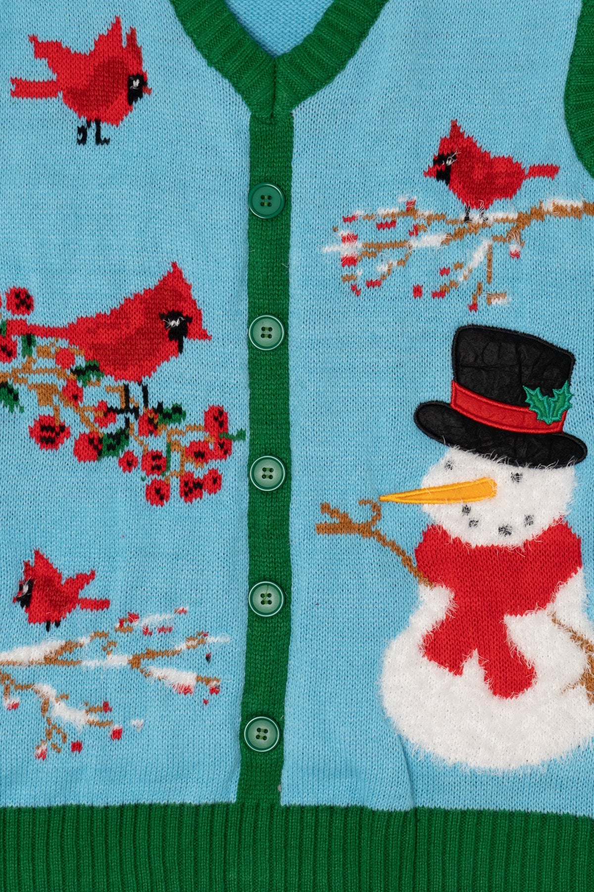 Blue Merry Christmas Snowman And Cardinals Ugly Vest (2010s)