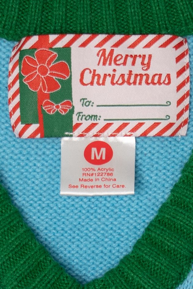 Blue Merry Christmas Snowman And Cardinals Ugly Vest (2010s)