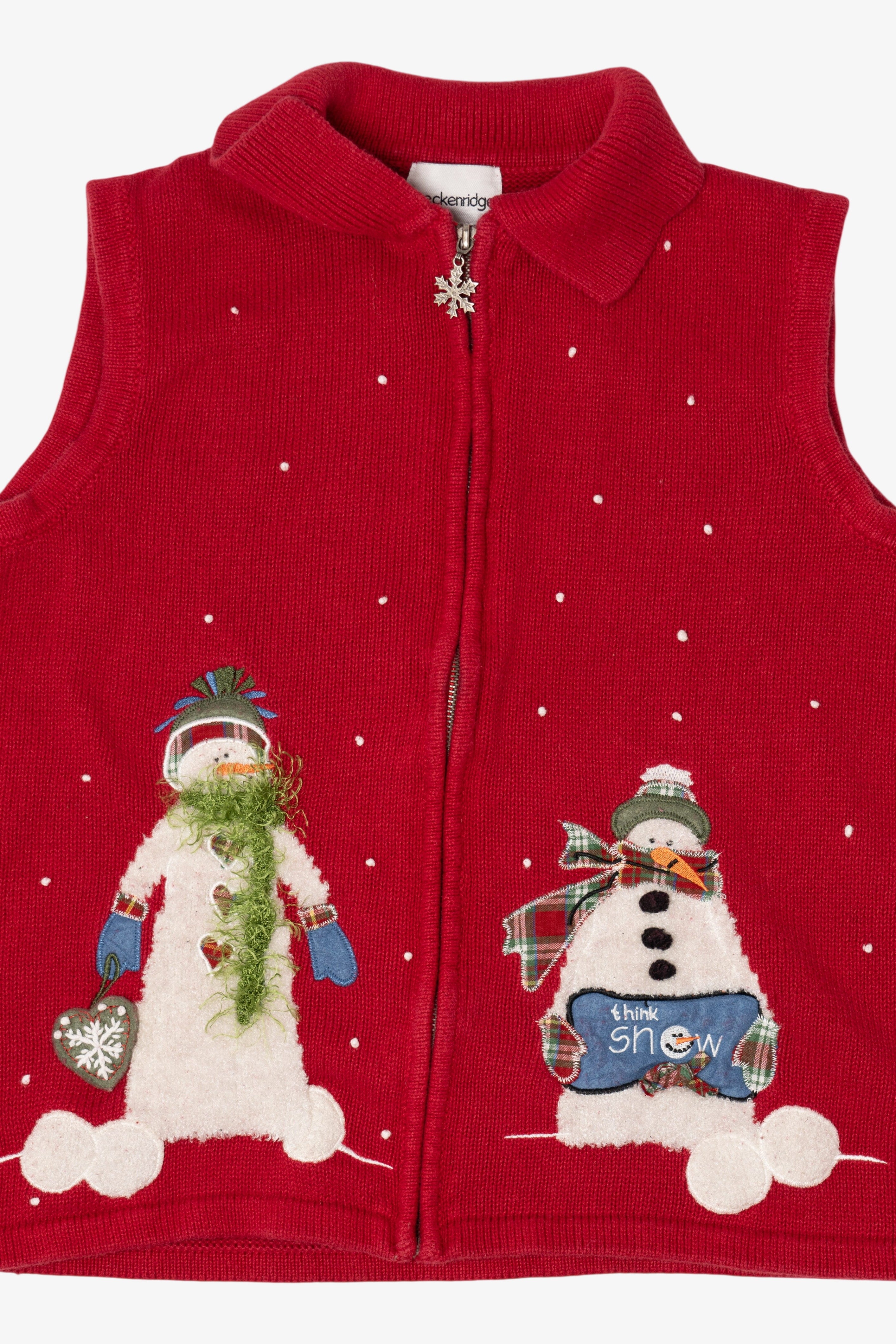 Vintage Red Breckenridge Snowmen Ugly Christmas Vest (2000s)