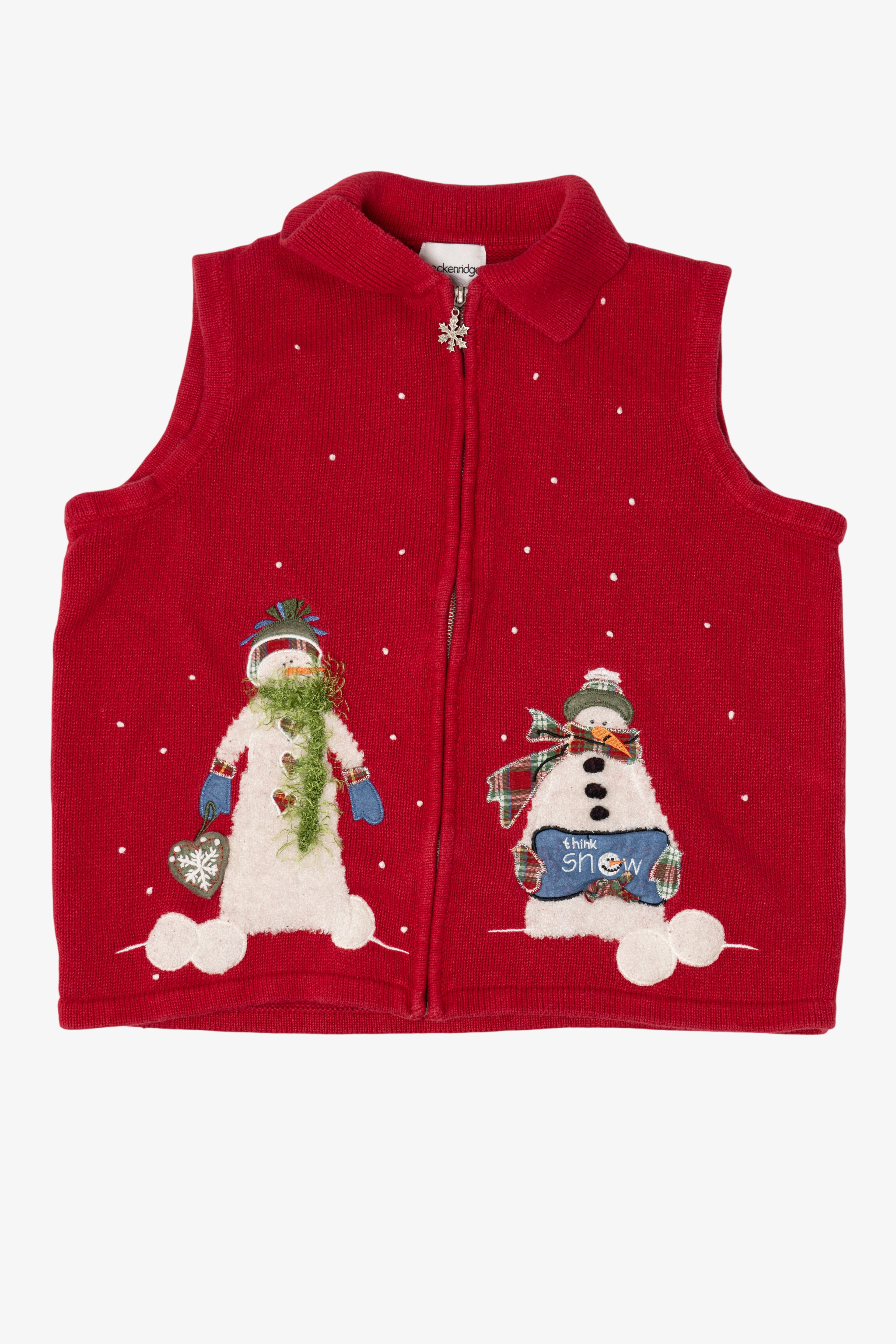 Vintage Red Breckenridge Snowmen Ugly Christmas Vest (2000s)
