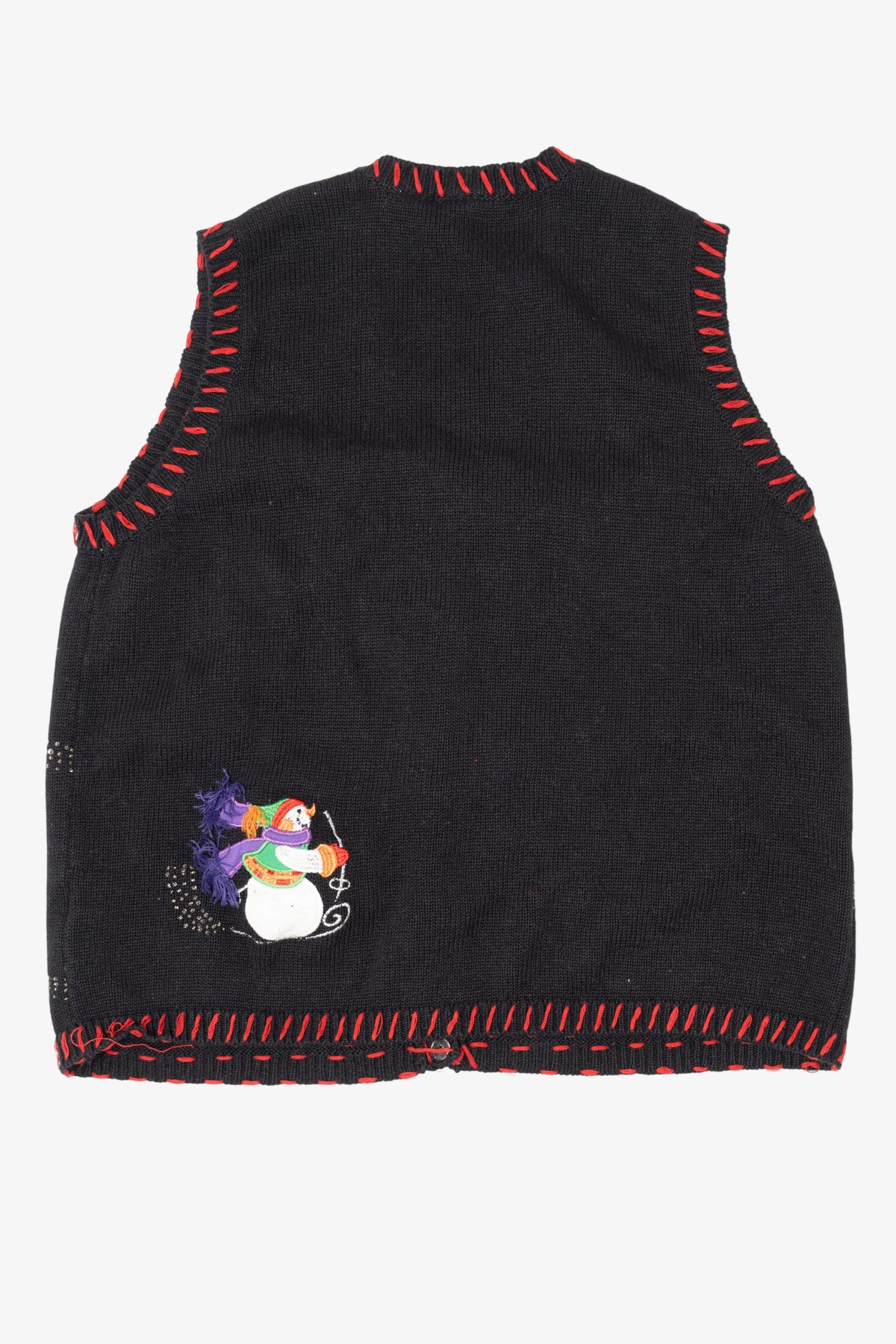 Vintage Black Holiday Editions Snowmen Skiing Ugly Christmas Vest (2000s)