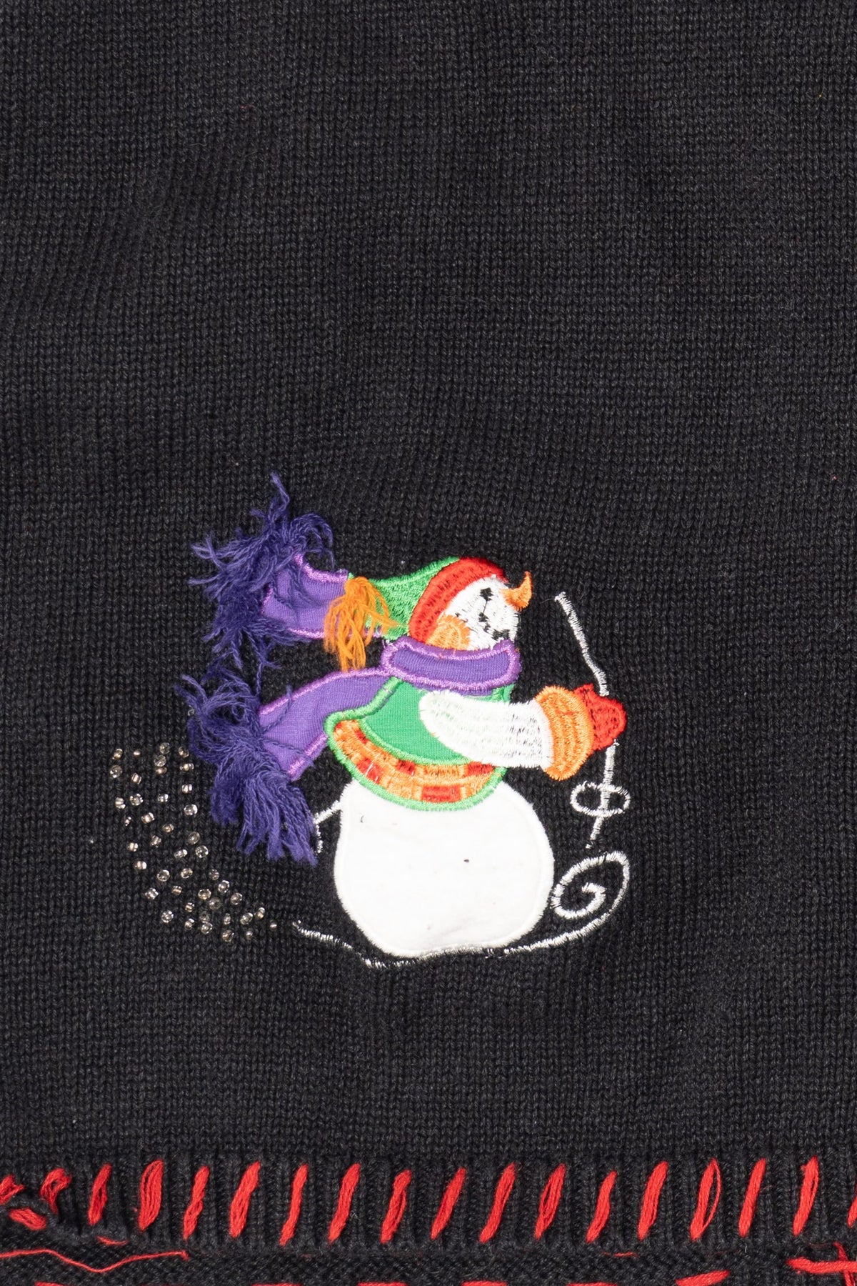 Vintage Black Holiday Editions Snowmen Skiing Ugly Christmas Vest (2000s)