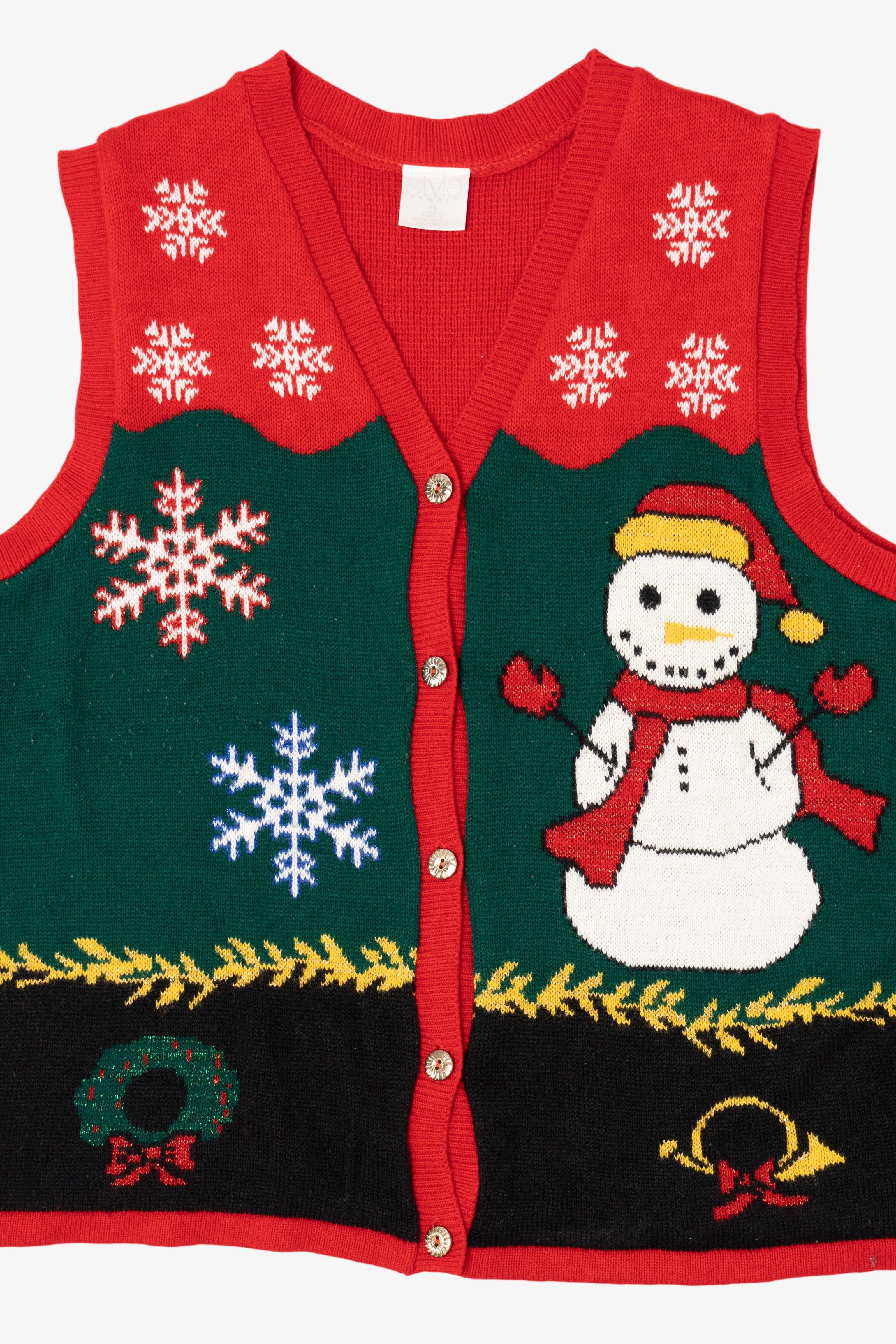 Vintage Red Style Studio Snowmen Ugly Christmas Vest (1990s)
