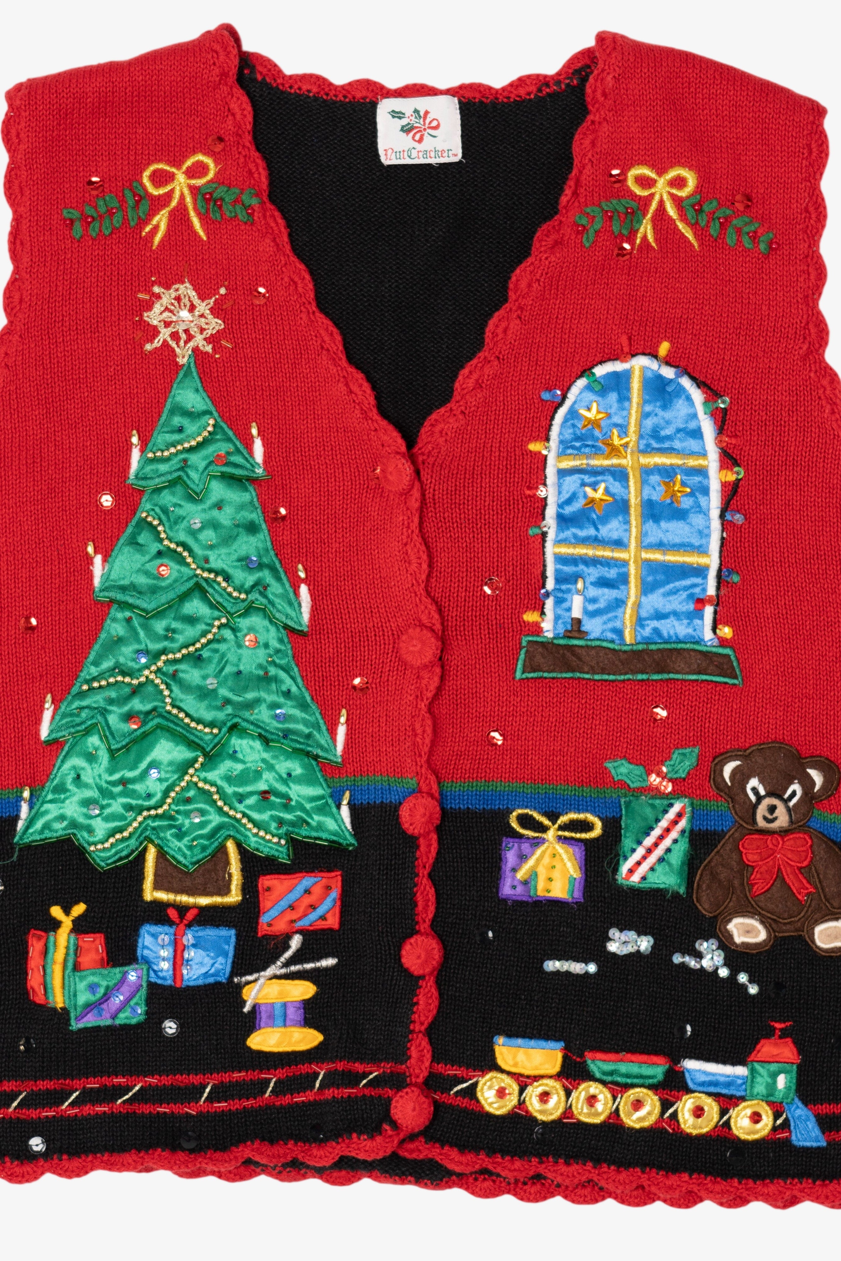 Vintage Red Nutcracker Presents Ugly Christmas Vest (1990s)