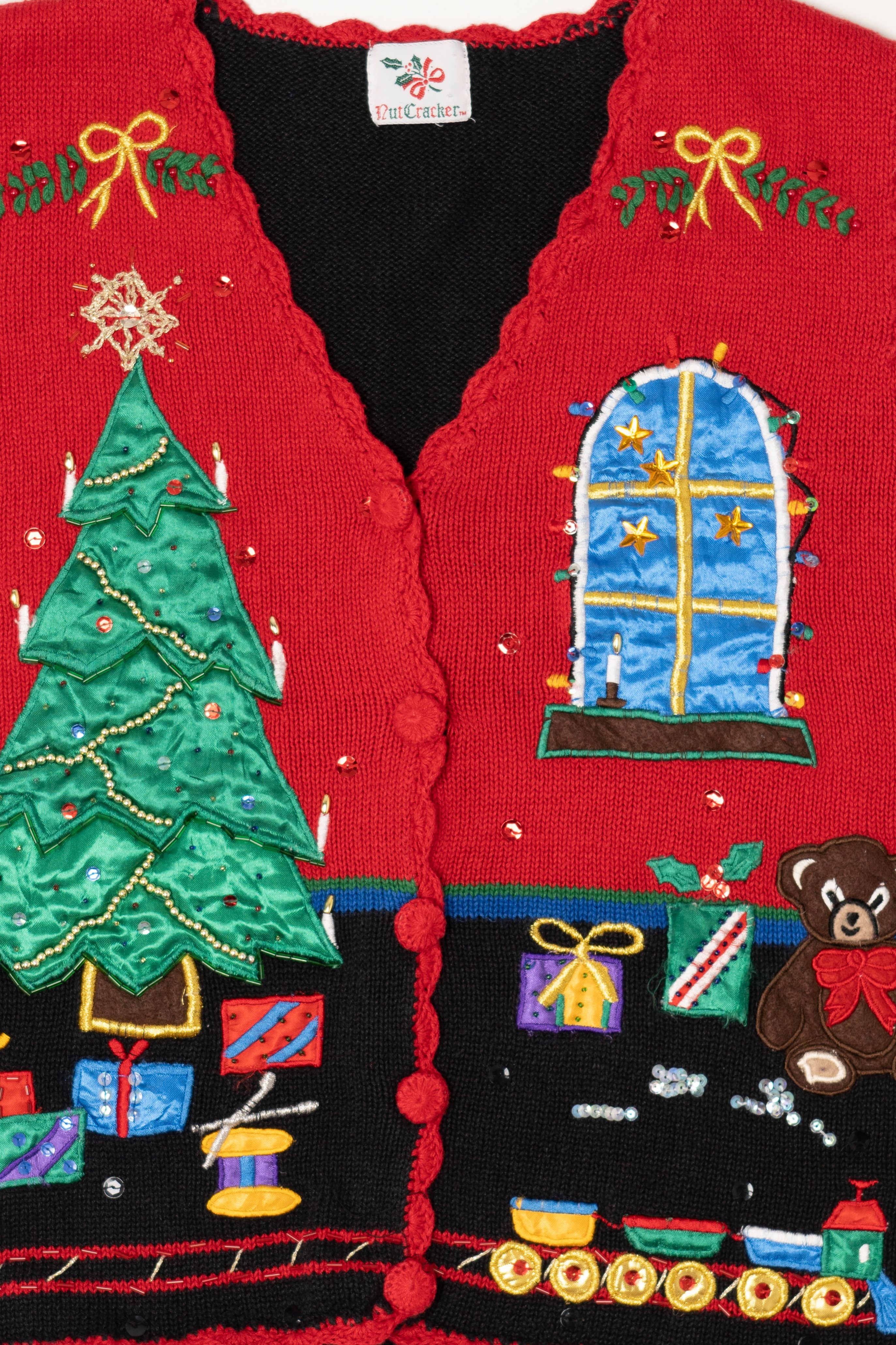 Vintage Red Nutcracker Presents Ugly Christmas Vest (1990s)
