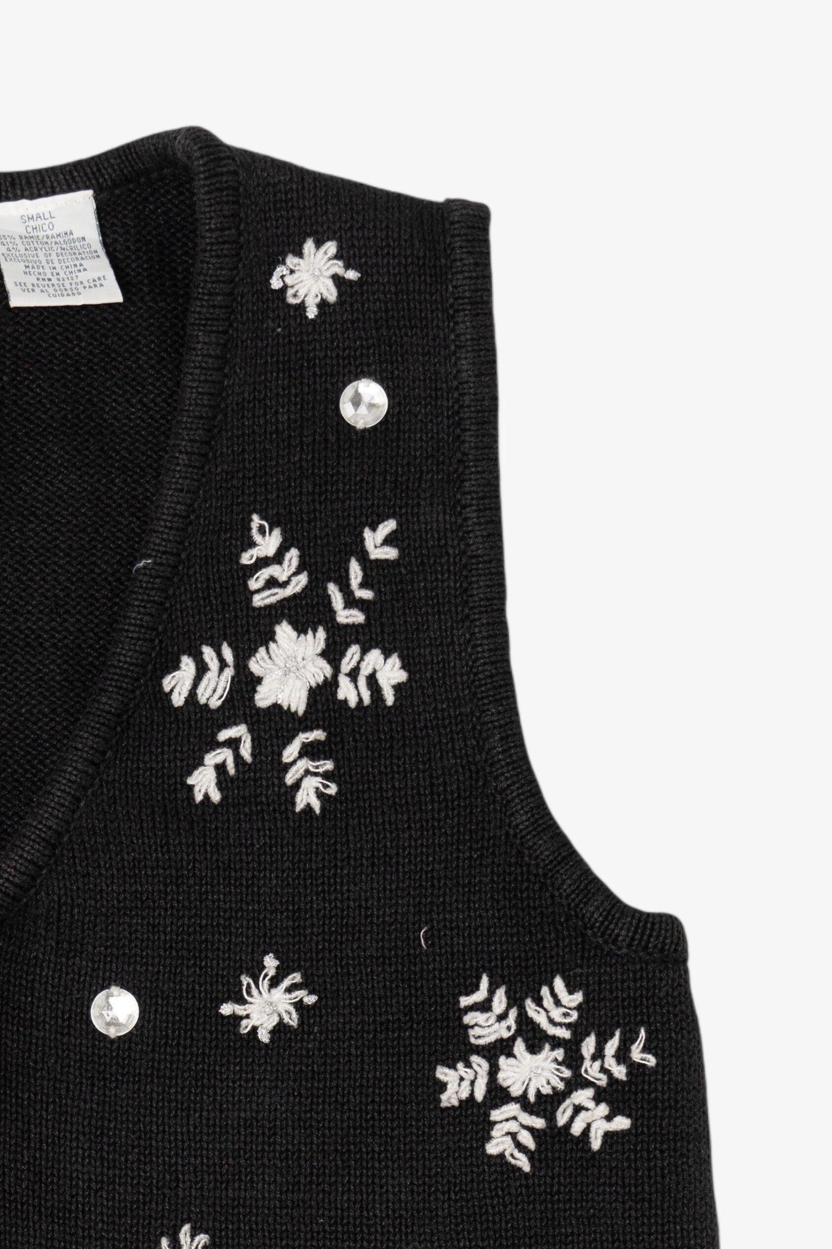 Vintage Black Capacity Snowmen Ugly Christmas Vest (1990s)