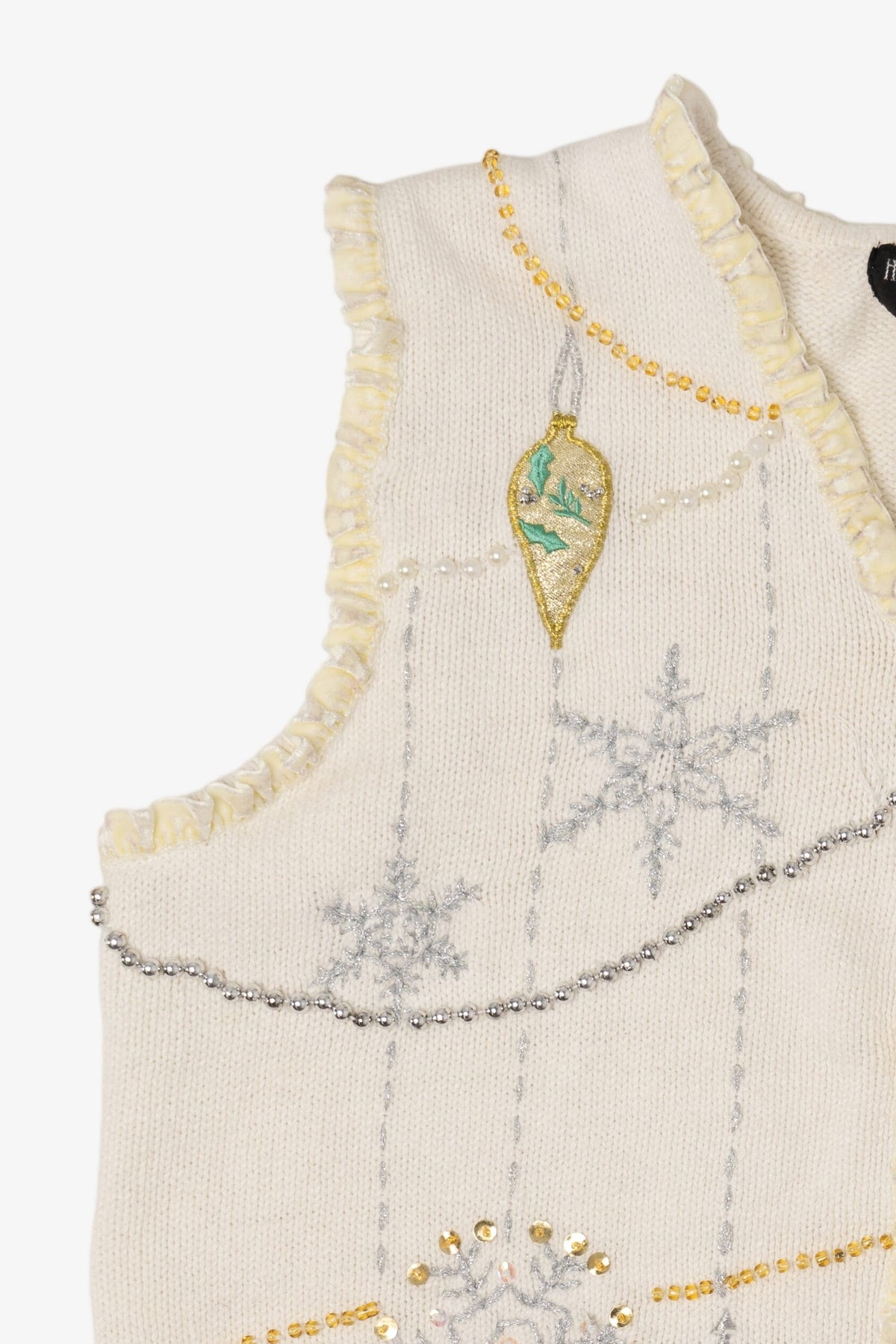 Vintage White Hampshire Studio Snowflakes Ugly Christmas Vest (1990s)