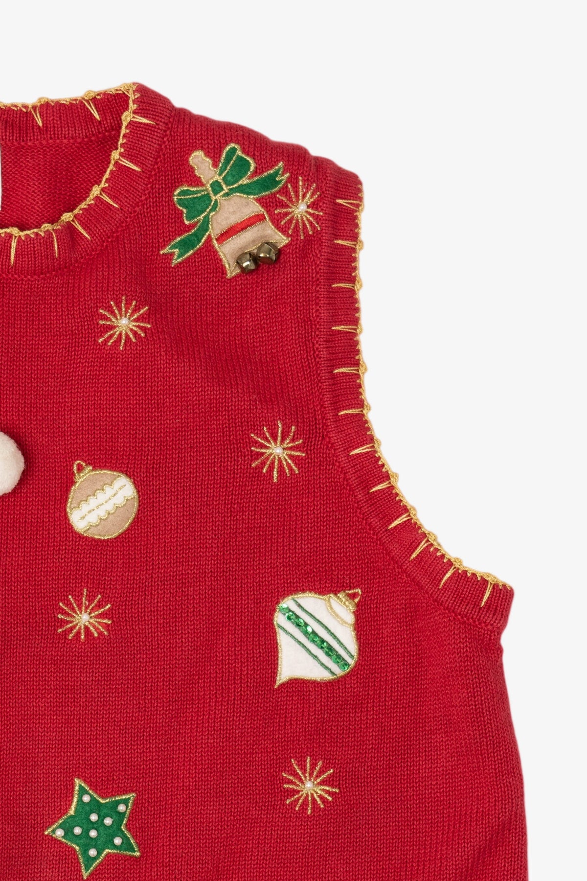 Vintage Red Sarah Bentley Ornaments Ugly Christmas Vest (1990s)