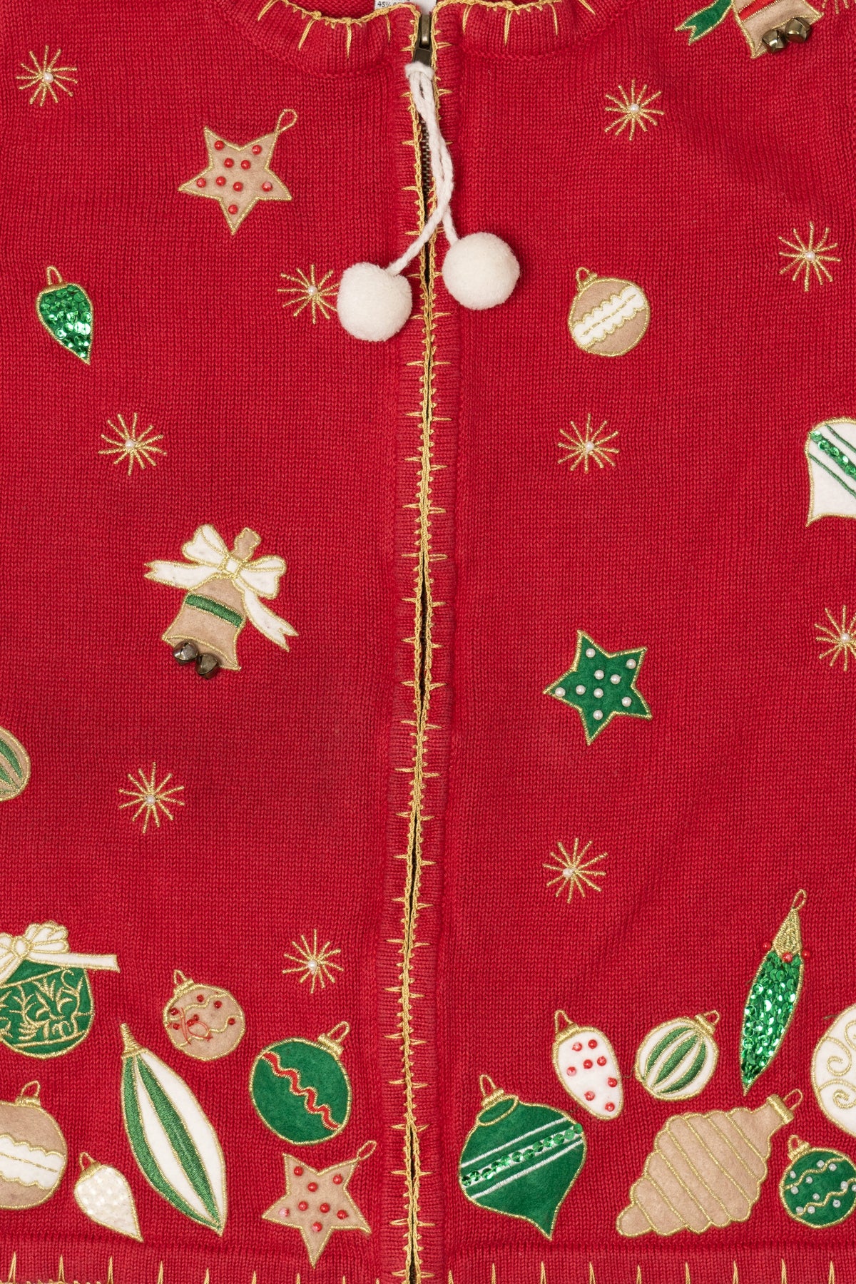 Vintage Red Sarah Bentley Ornaments Ugly Christmas Vest (1990s)