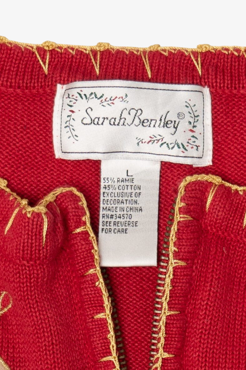 Vintage Red Sarah Bentley Ornaments Ugly Christmas Vest (1990s)