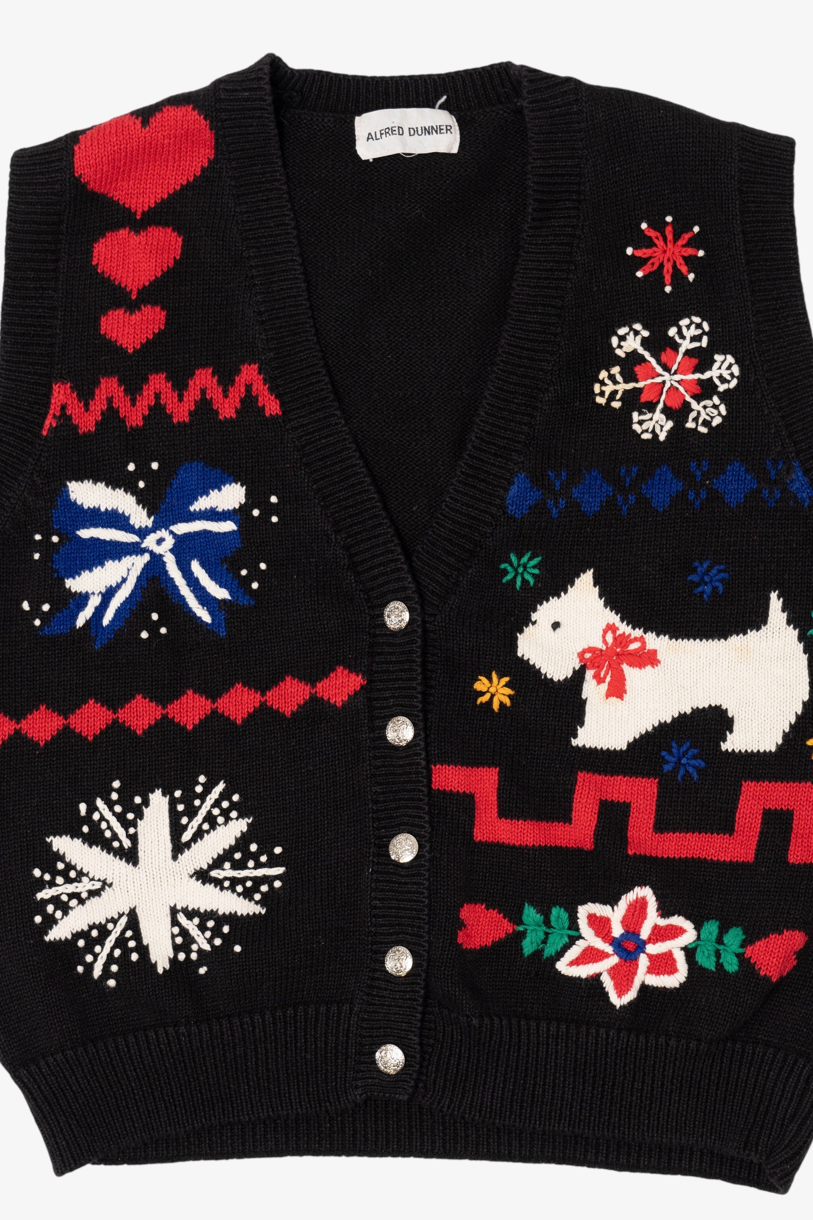 Vintage Black Alfred Dunner Dog Ugly Christmas Vest (1990s)