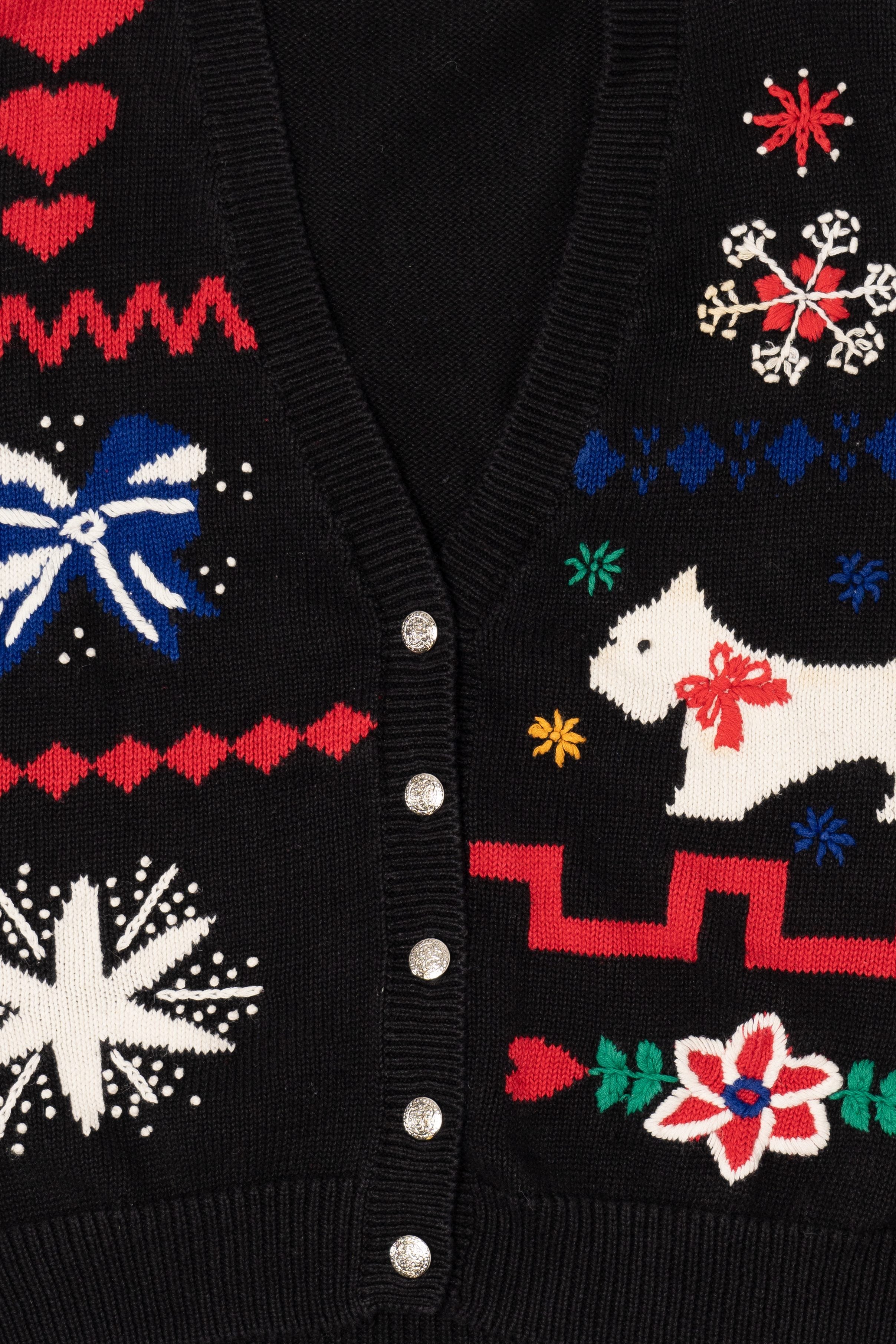 Vintage Black Alfred Dunner Dog Ugly Christmas Vest (1990s)