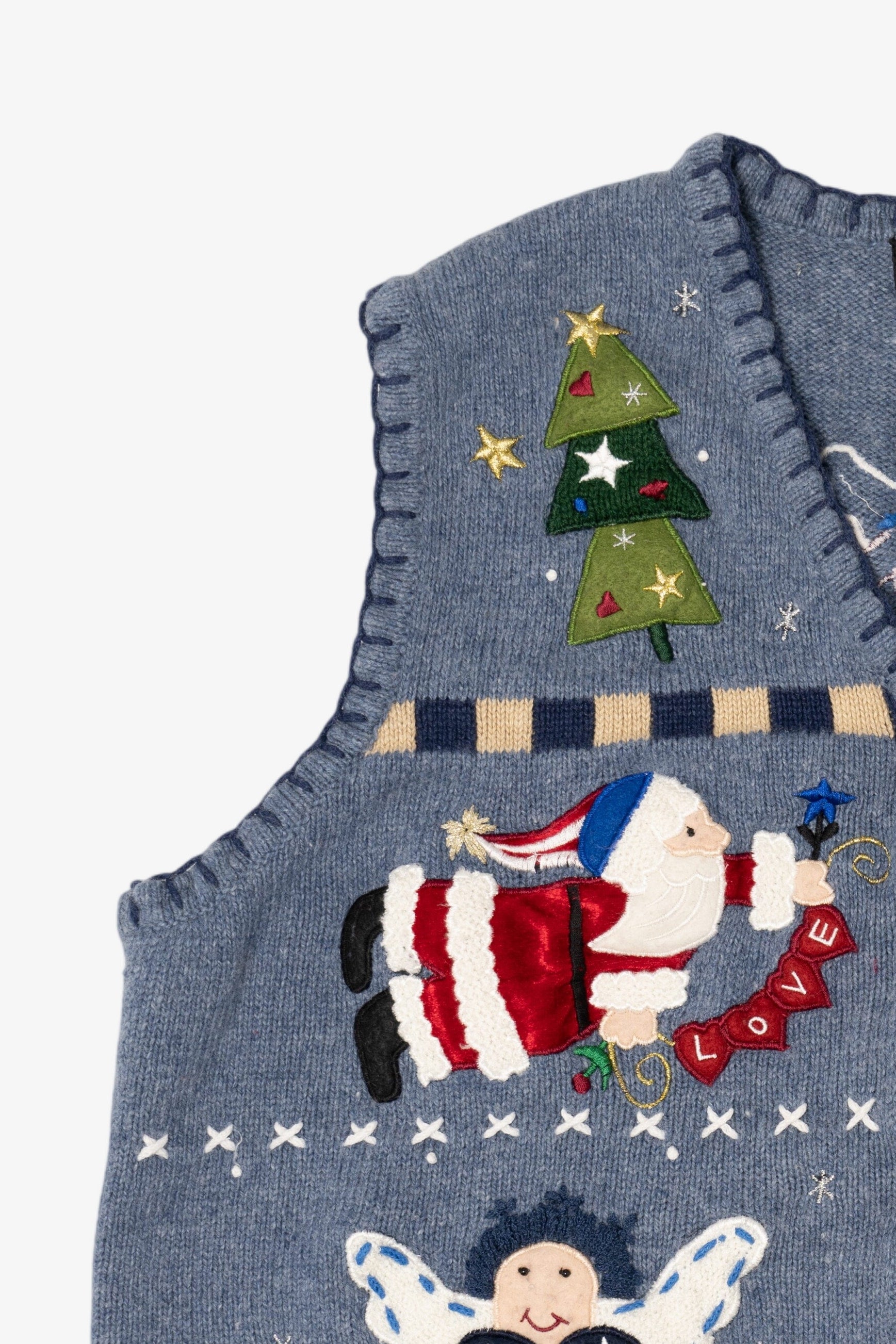 Vintage Blue Segue "I Heart America" Ugly Christmas Vest (1990s)