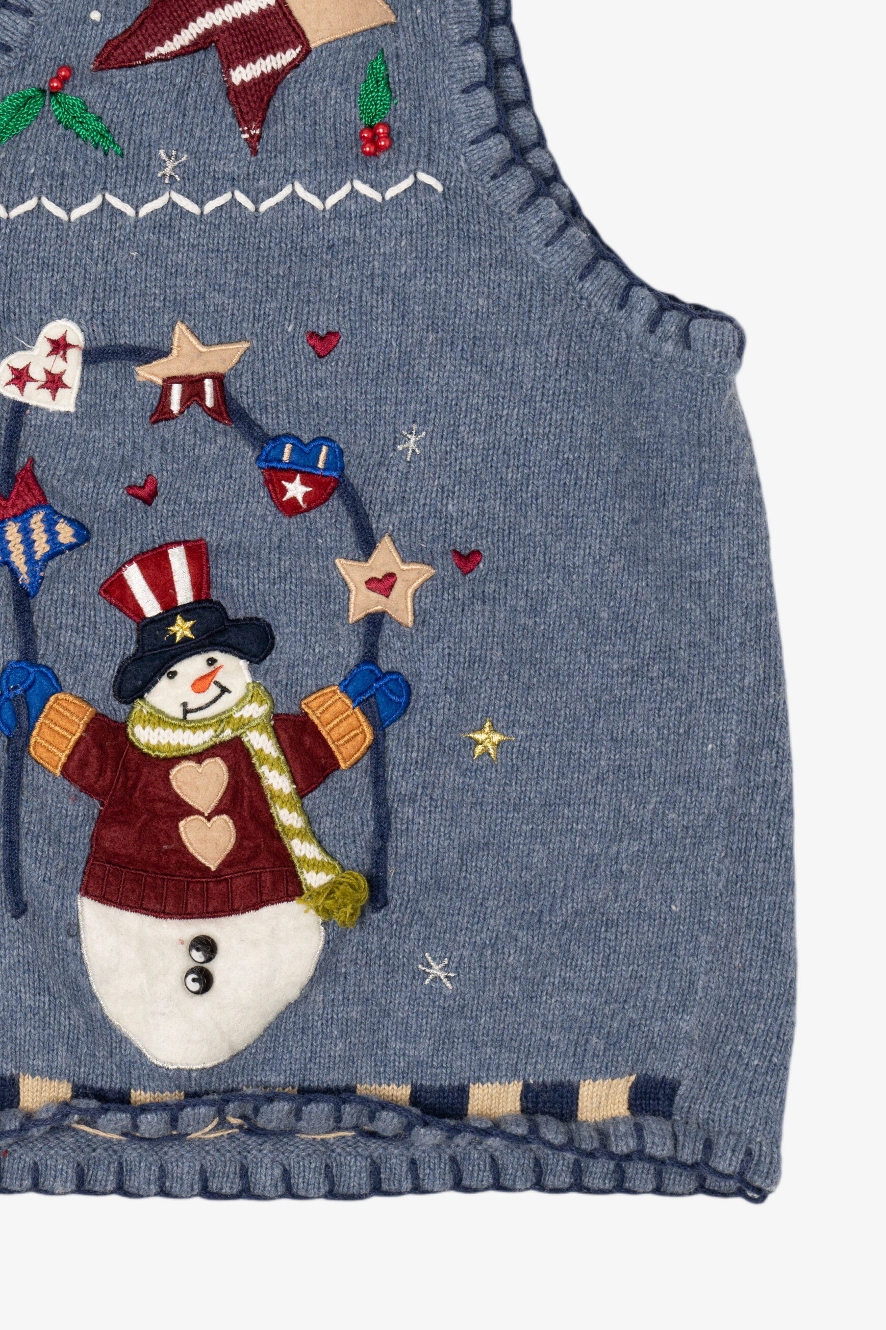Vintage Blue Segue "I Heart America" Ugly Christmas Vest (1990s)