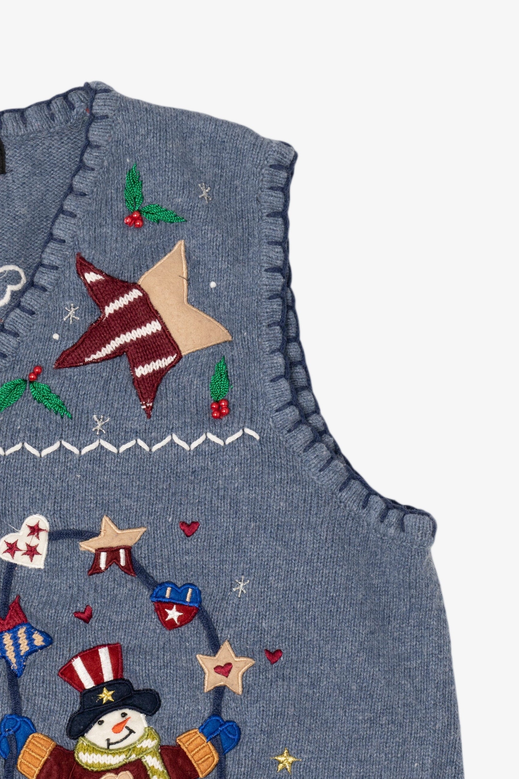 Vintage Blue Segue "I Heart America" Ugly Christmas Vest (1990s)