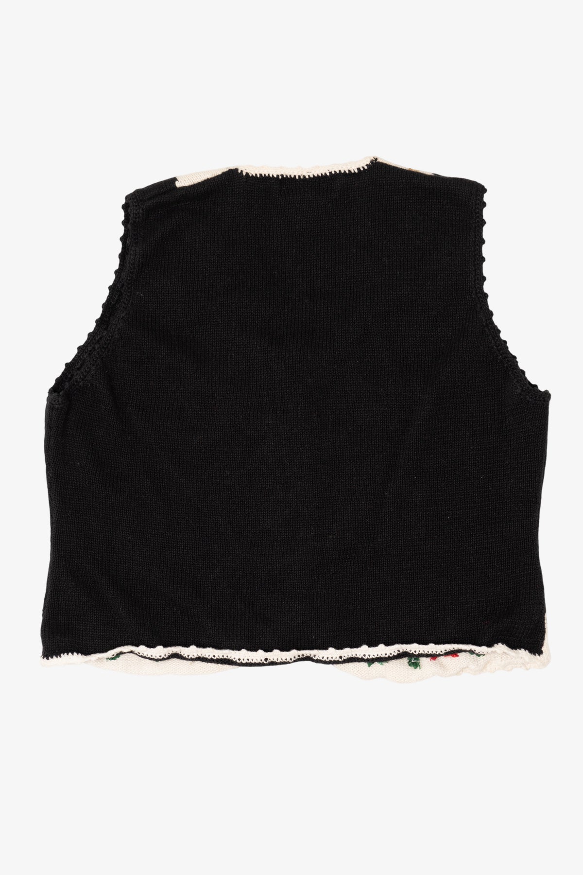 Vintage Black Work in Progress Poinsettias Ugly Christmas Vest (2000s)
