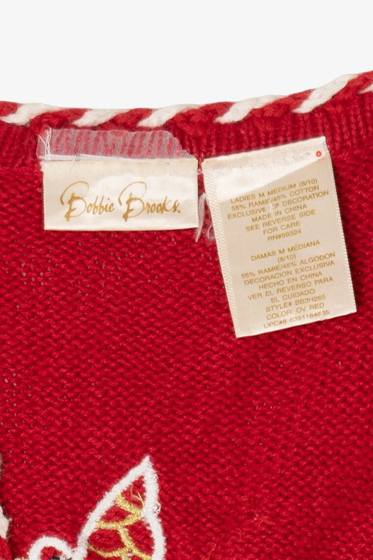 Vintage Red Bobbie Brooks Doves In Tree Ugly Christmas Vest (1990s)