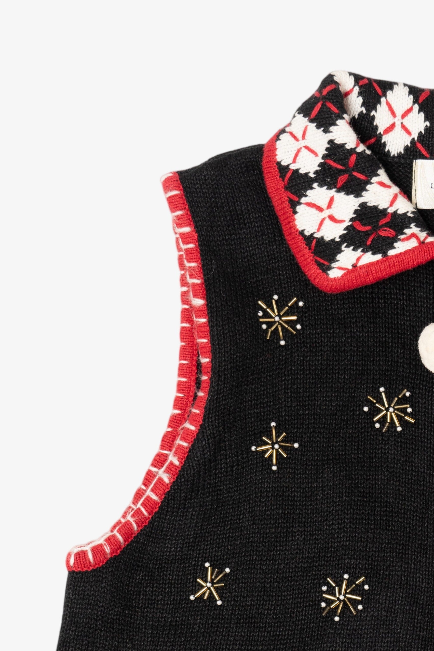 Vintage Black Lemon Grass Santa Ugly Christmas Vest (1990s)