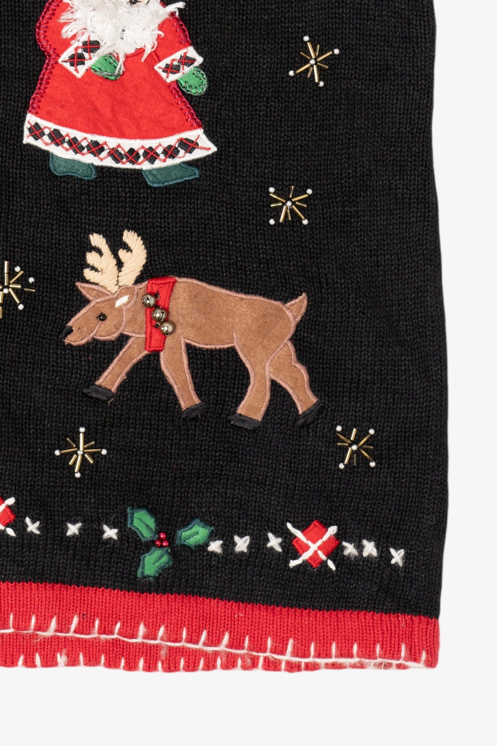 Vintage Black Lemon Grass Santa Ugly Christmas Vest (1990s)