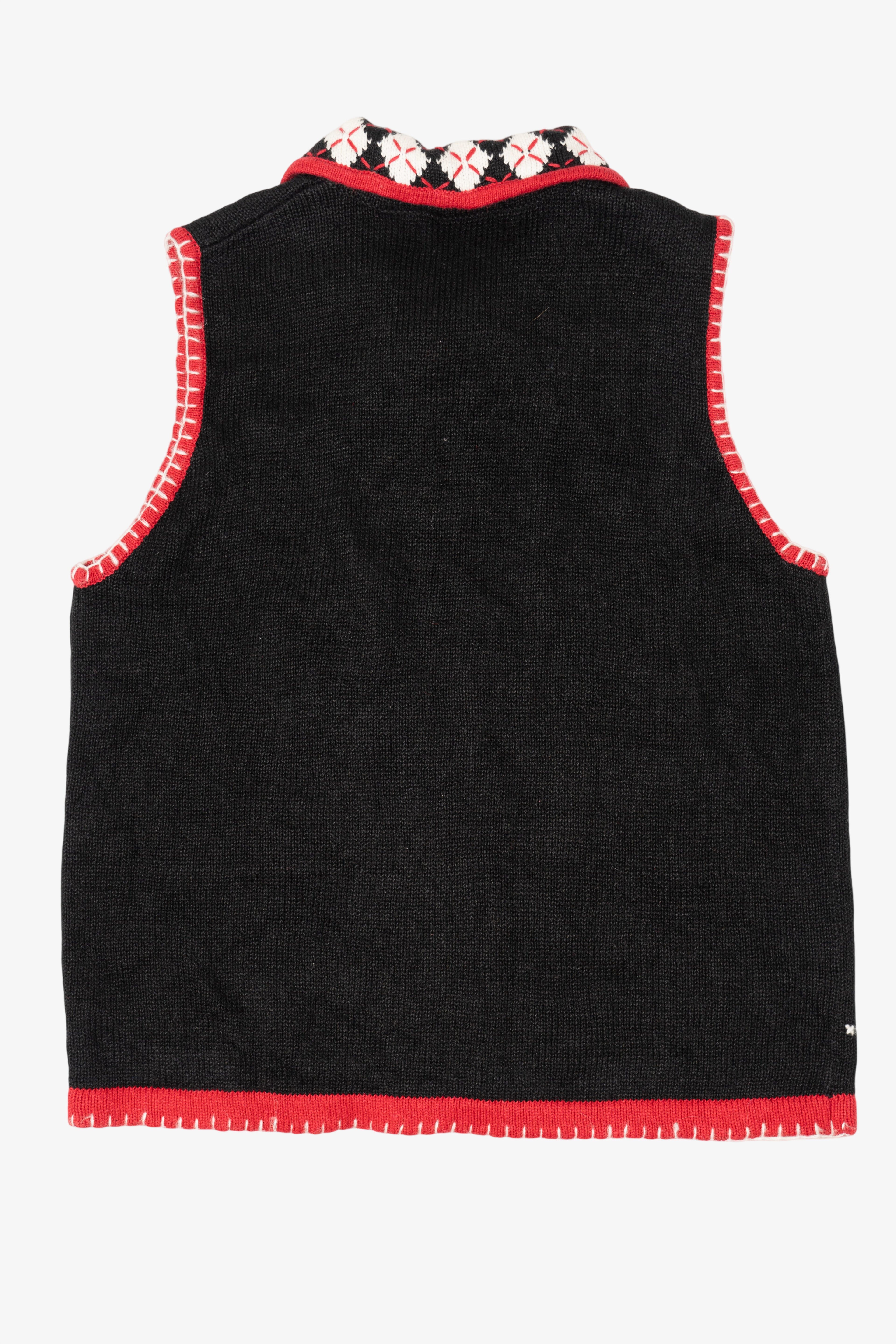 Vintage Black Lemon Grass Santa Ugly Christmas Vest (1990s)