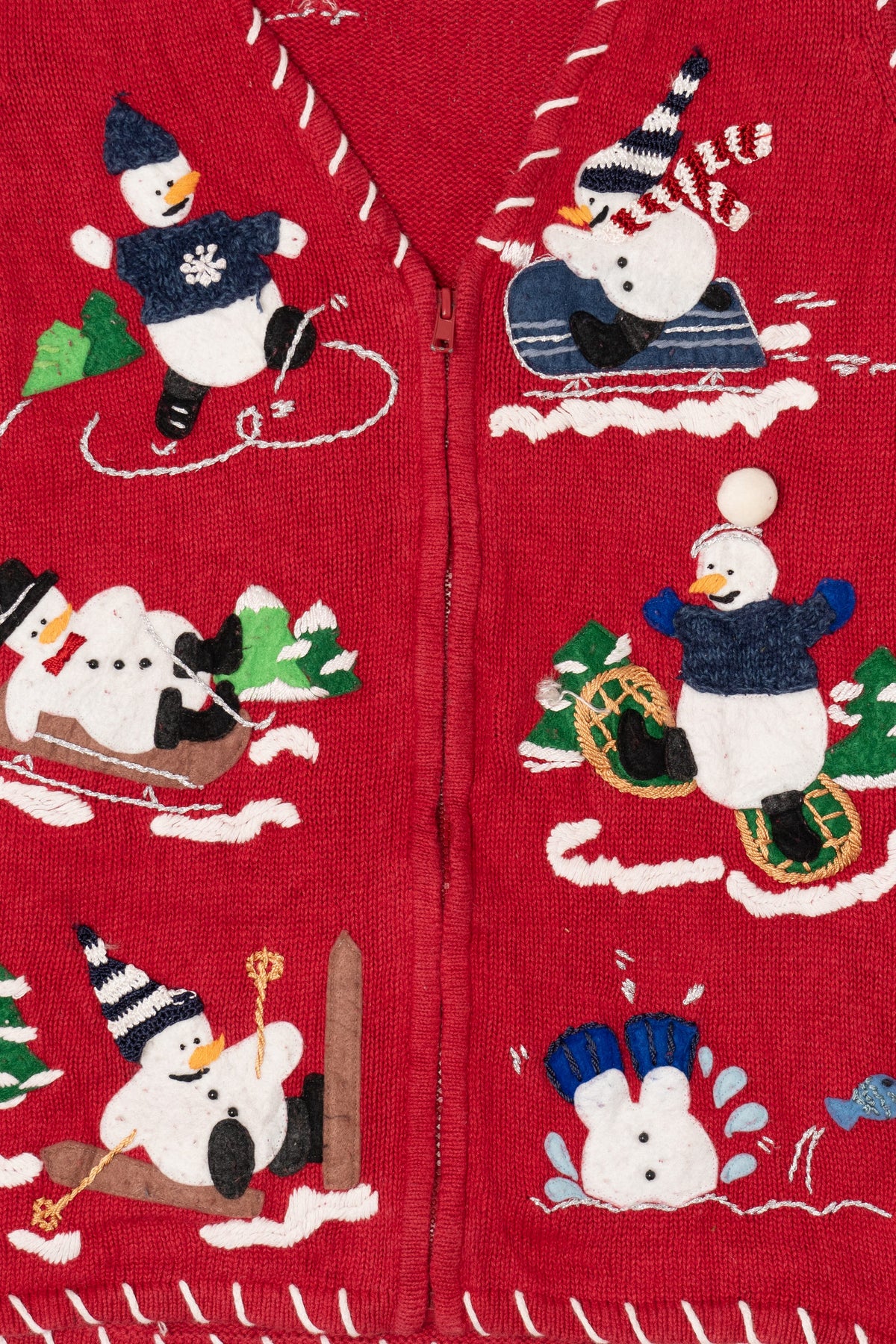 Vintage Red Heirloom Collectibles Snowmen Ugly Christmas Vest (2000s)