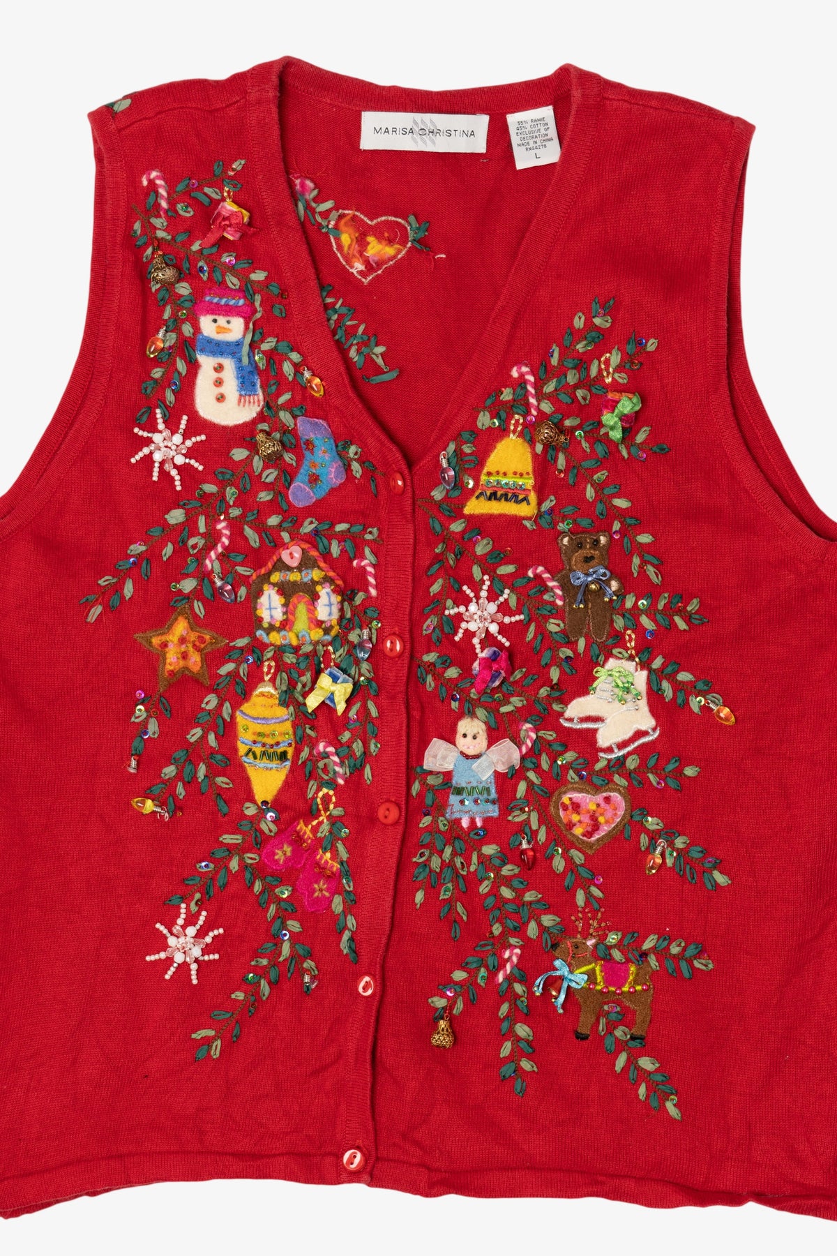 Vintage Red Marisa Christina Ugly Christmas Vest (1990s)