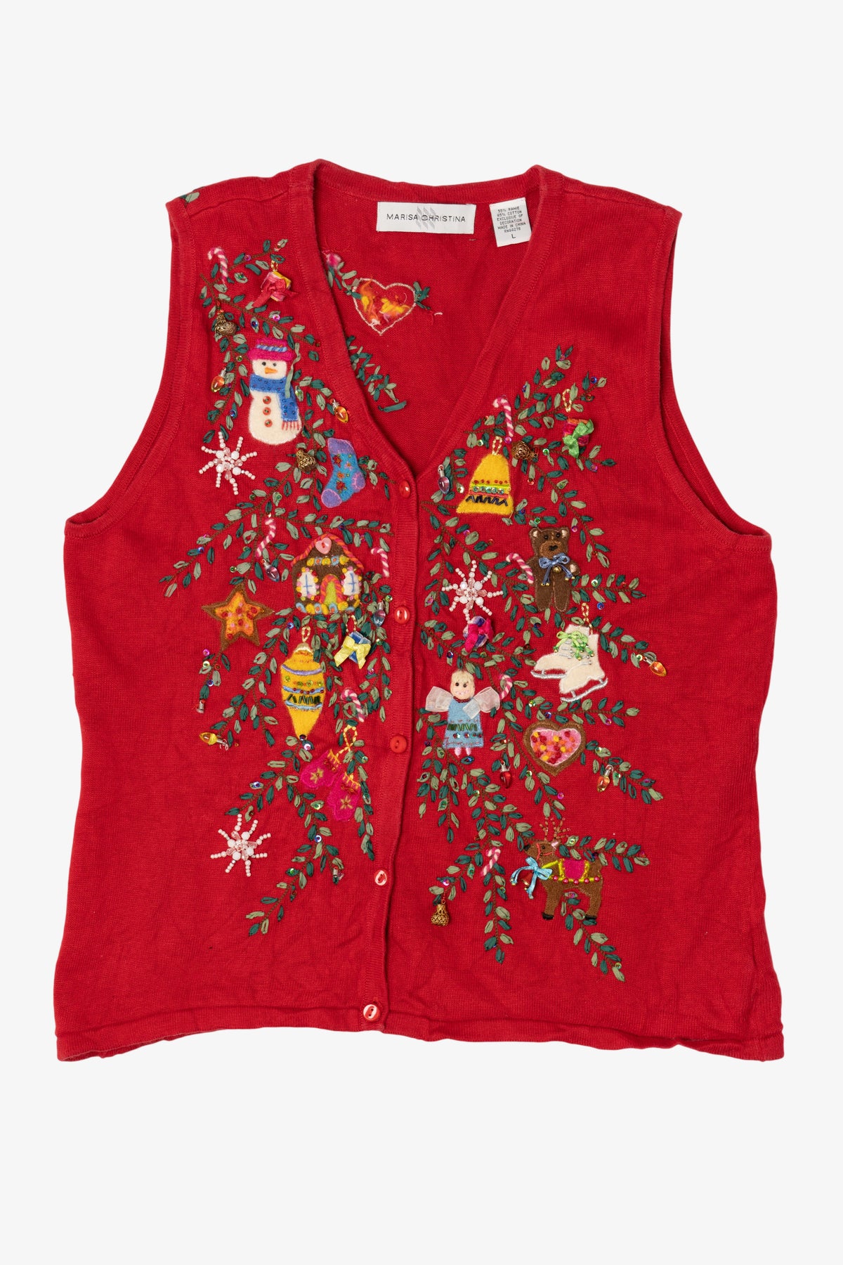 Vintage Red Marisa Christina Ugly Christmas Vest (1990s)