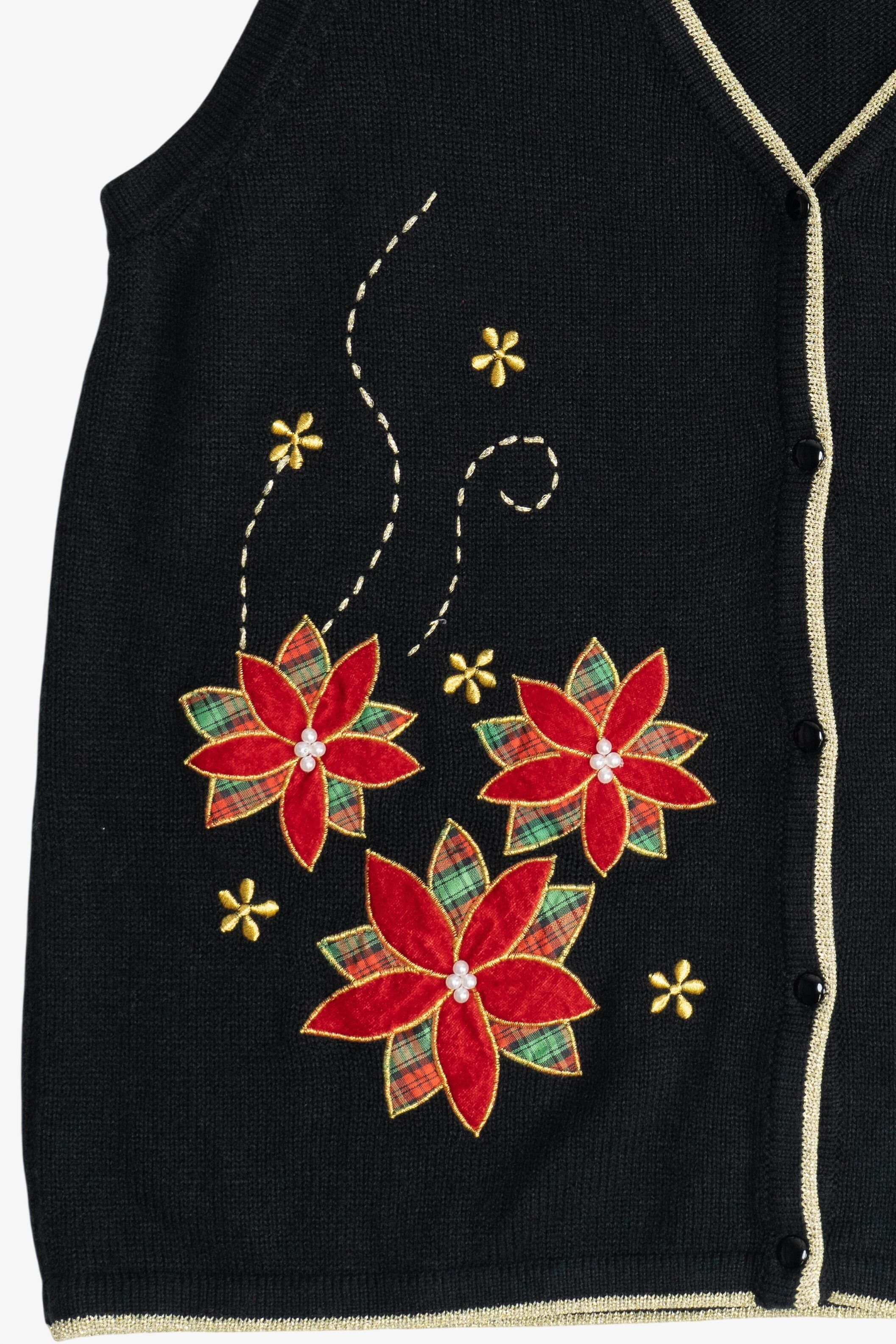 Vintage Poinsettias Ugly Christmas Vest (2000s)