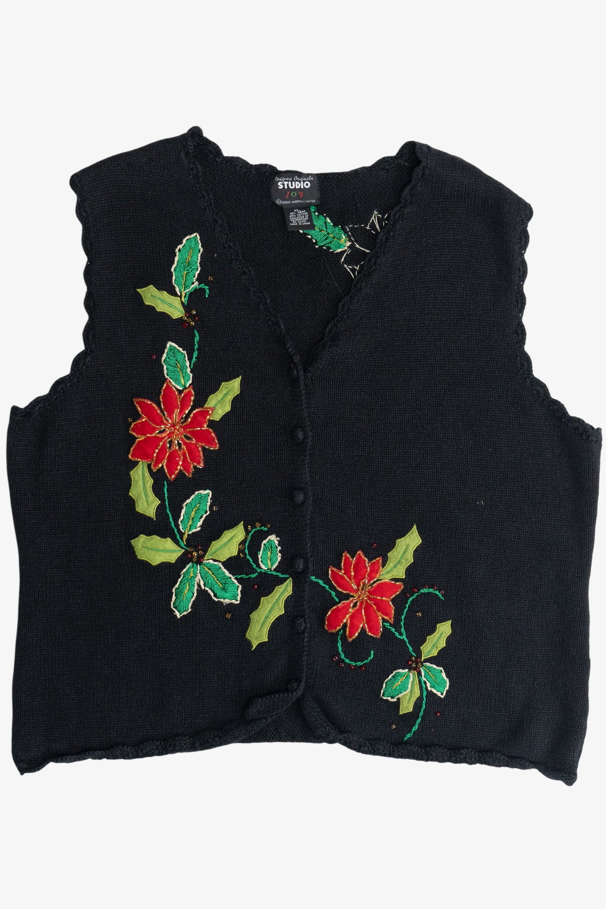 Vintage Black Designer Studio Originals Ugly Christmas Vest (1990s)