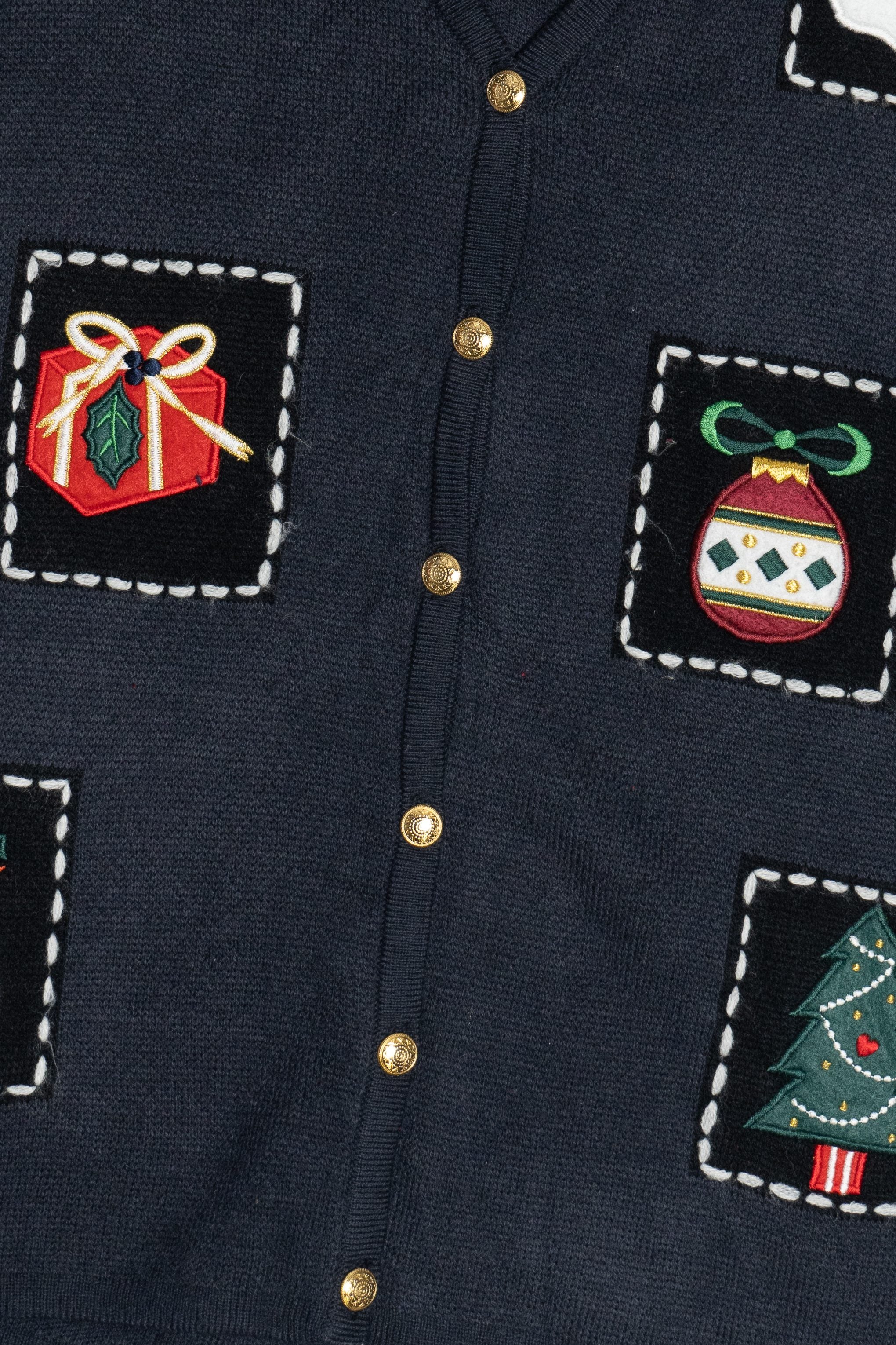 Vintage Navy Blue Croft & Barrow Ugly Christmas Vest (1990s)
