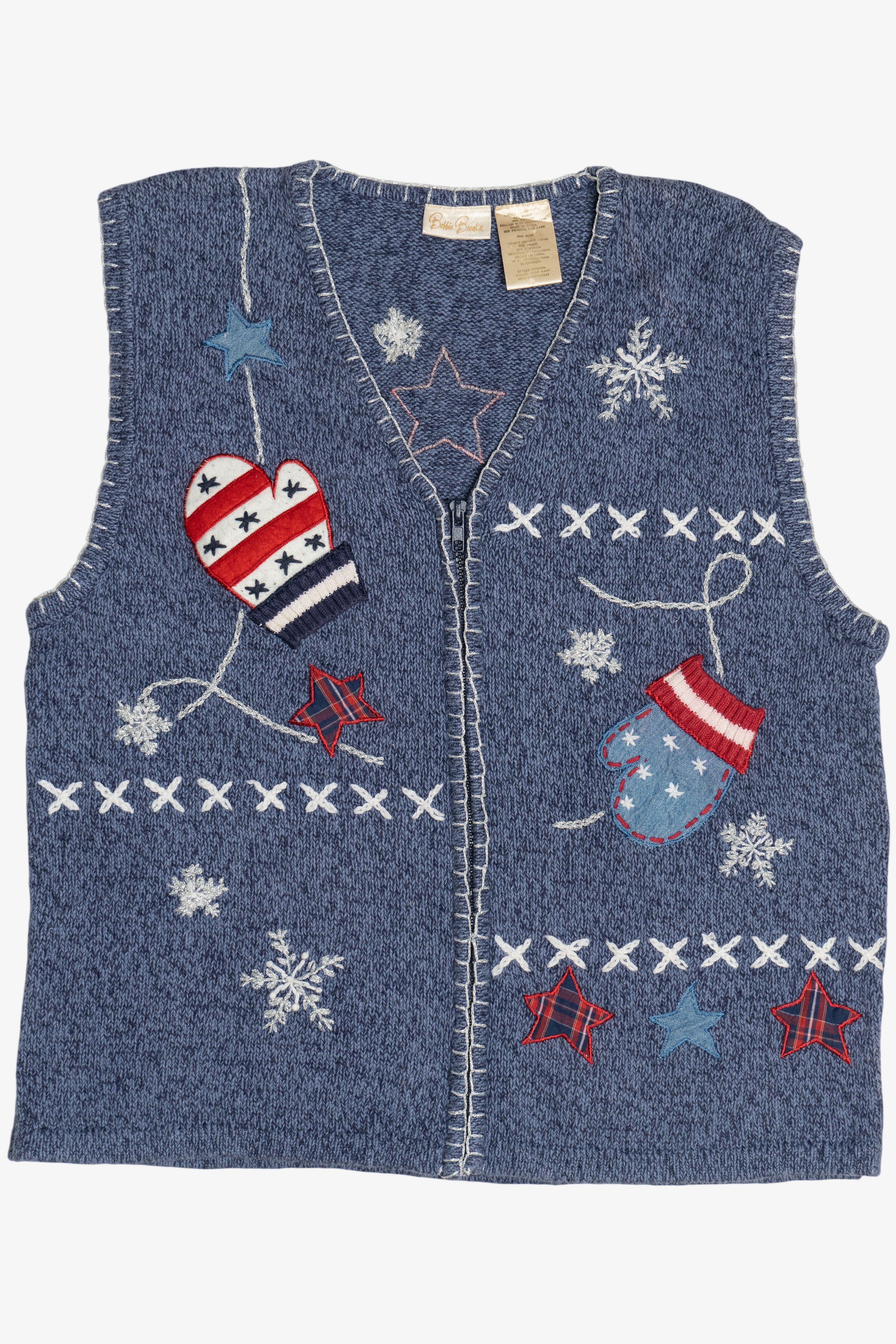 Vintage Bobbie Brooks Stars And Mittens Ugly Christmas Vest (1990s)