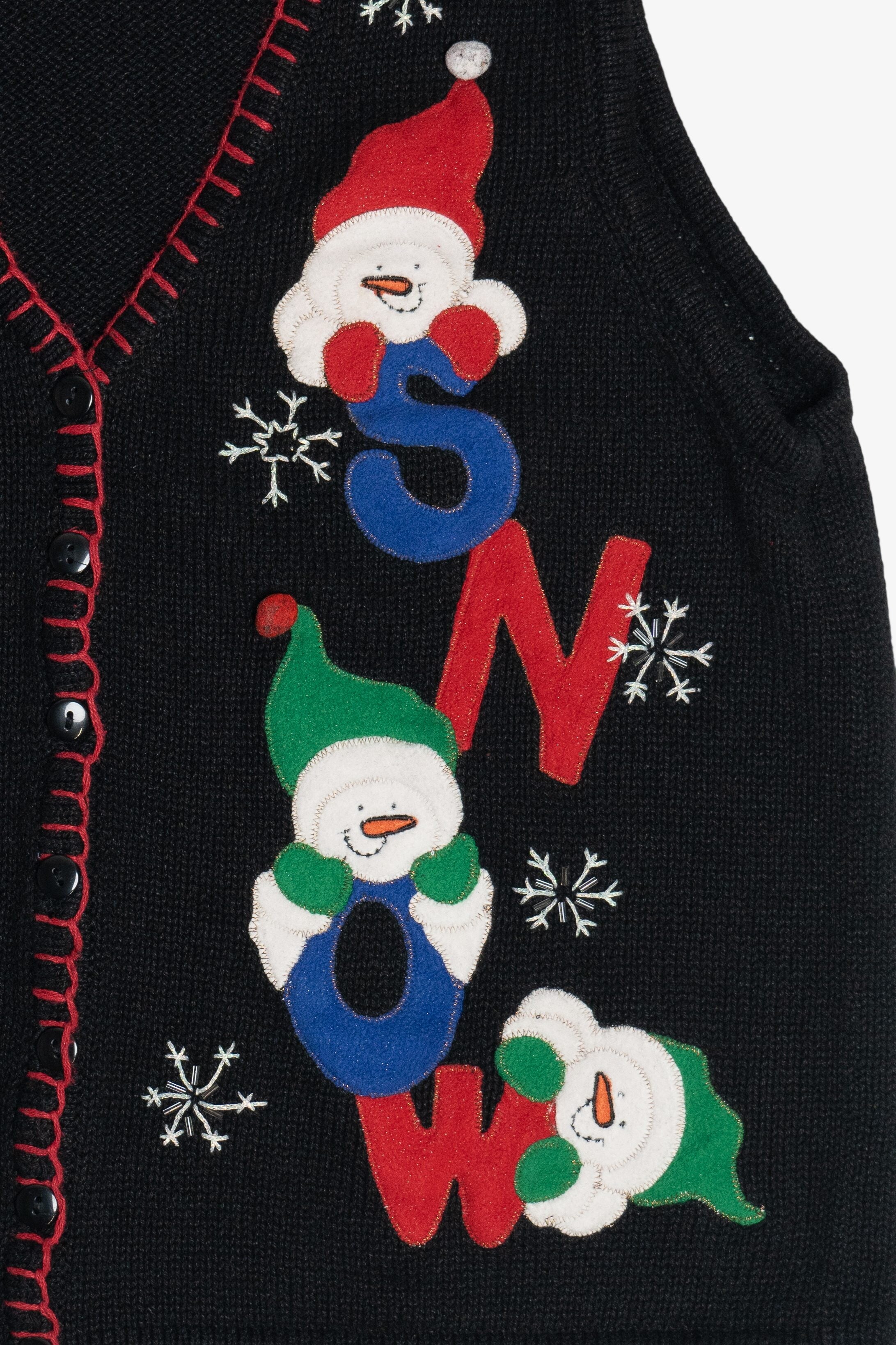 Vintage "Let It Snow" Snowmen Ugly Christmas Vest (1990s)