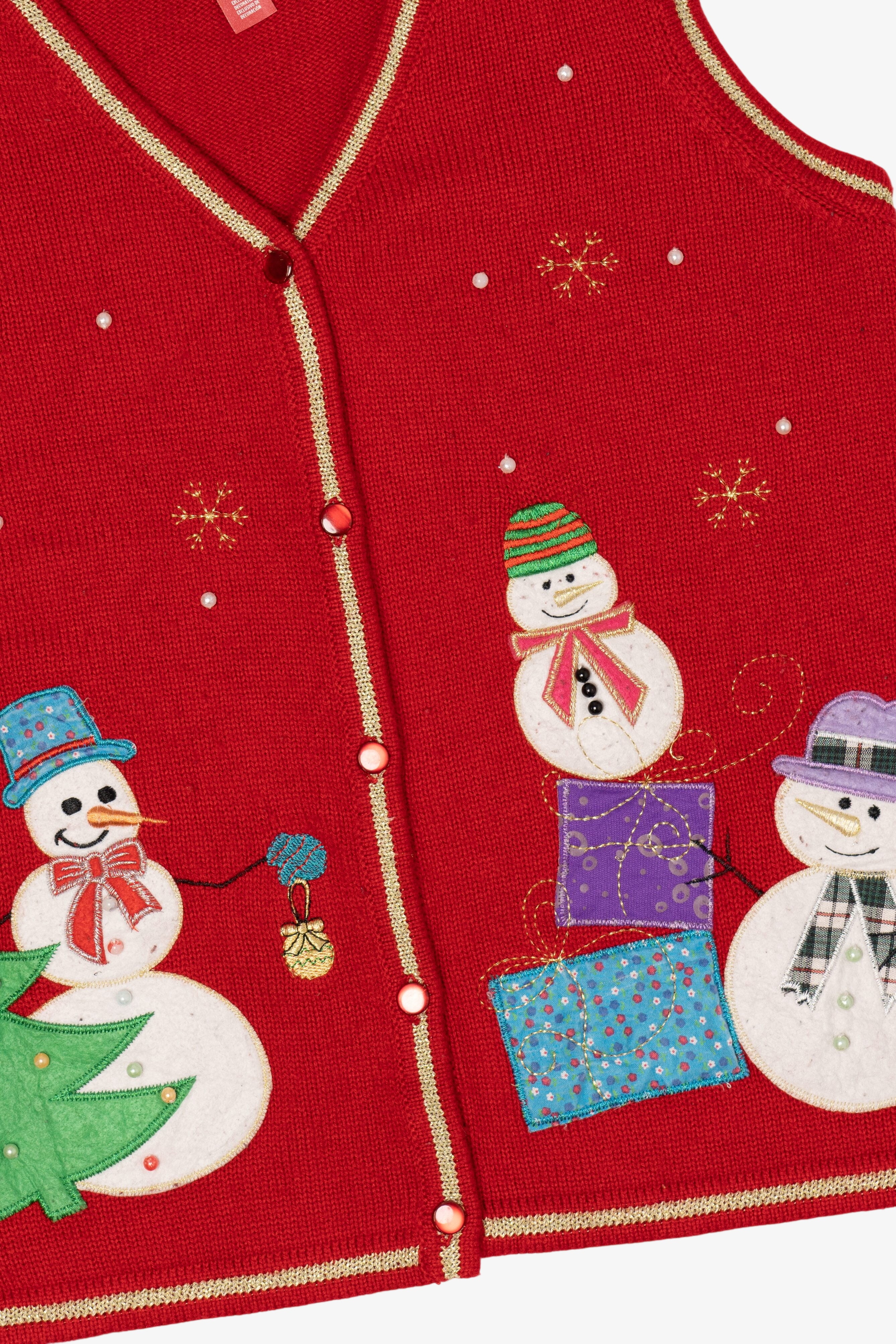 Vintage Red Snowmen Ugly Christmas Vest (2000s)