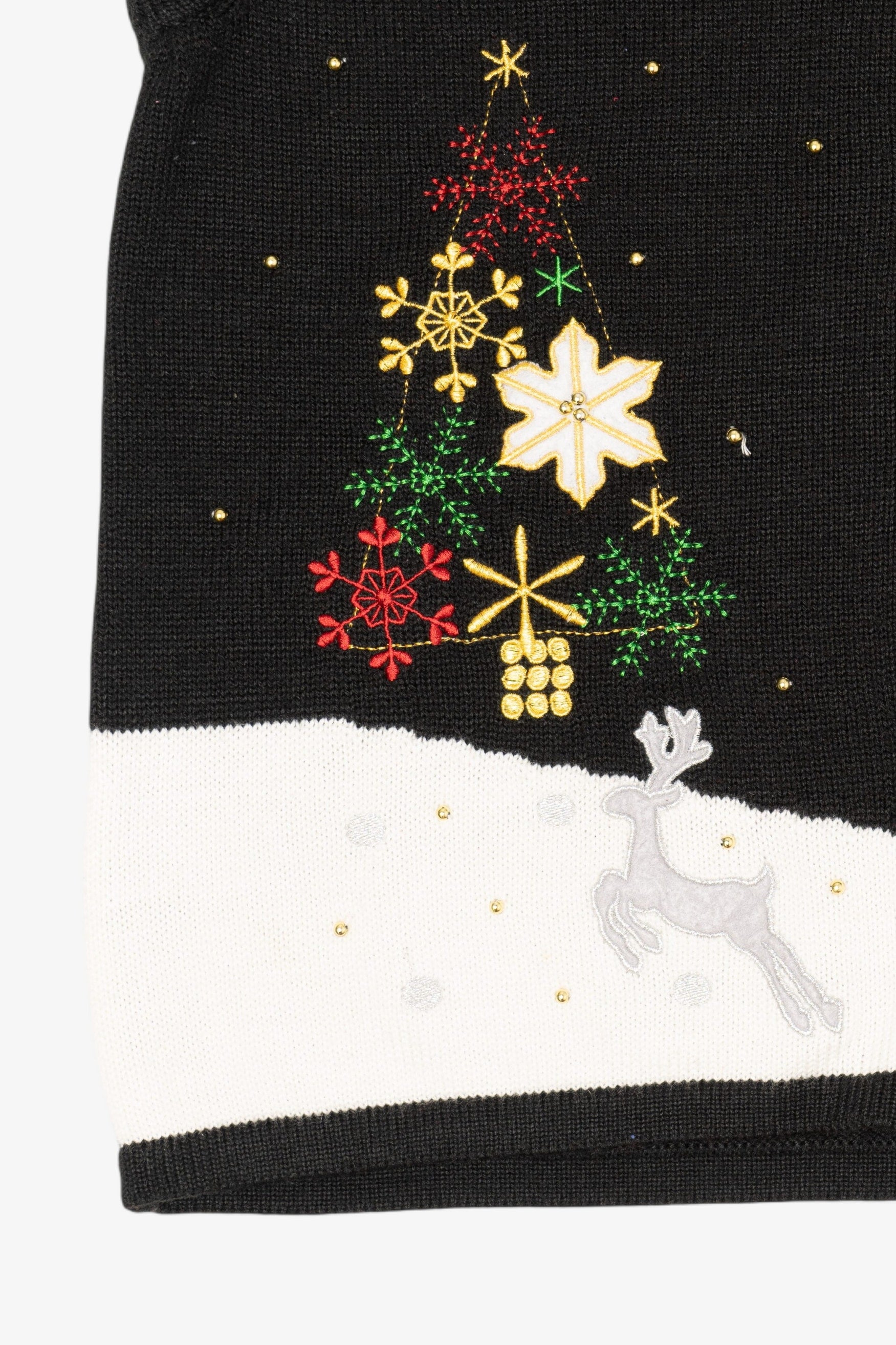 Vintage Black Snowy Night Ugly Christmas Vest (2000s)