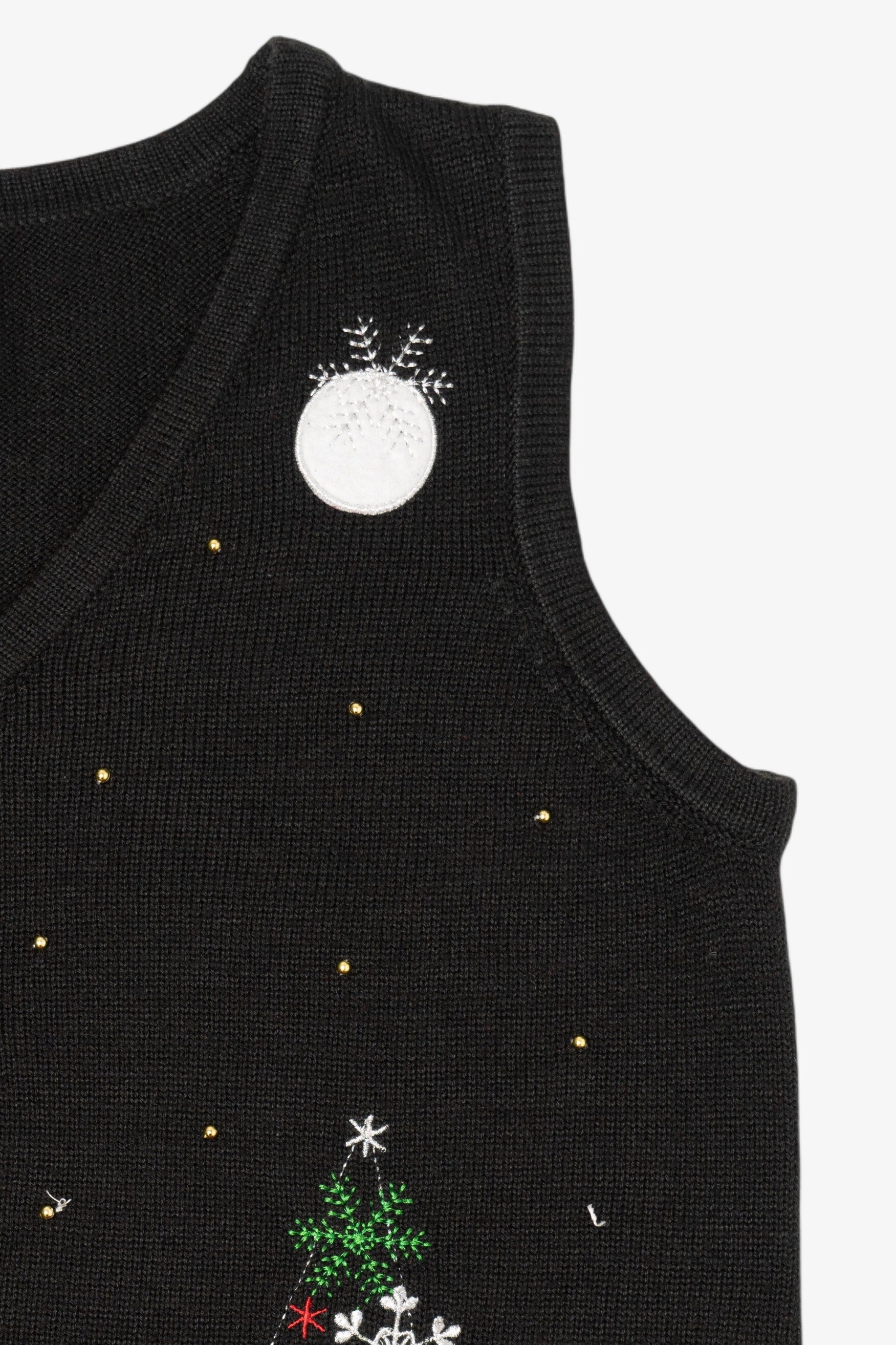 Vintage Black Snowy Night Ugly Christmas Vest (2000s)