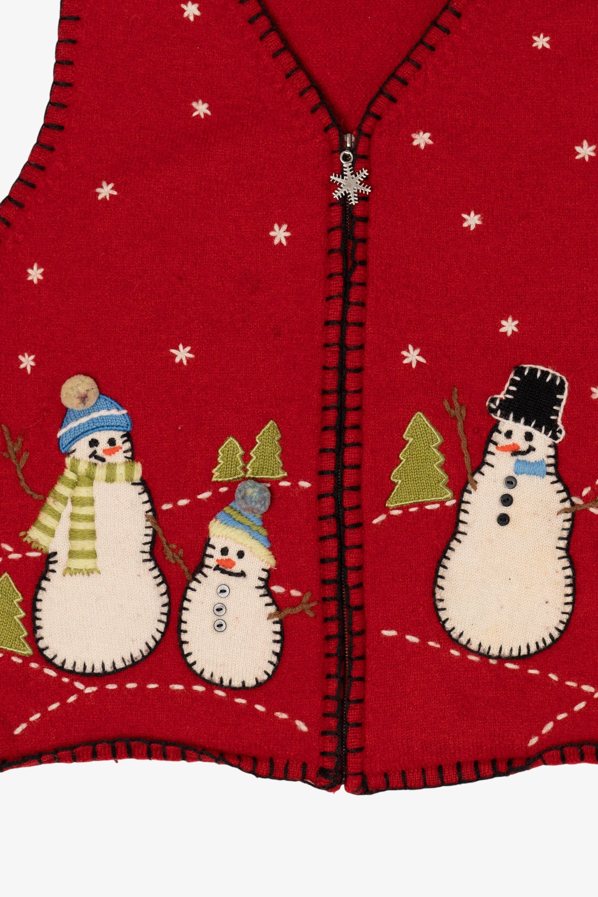 Vintage Red Coldwater Creek Snowmen Ugly Christmas Vest (2000s)