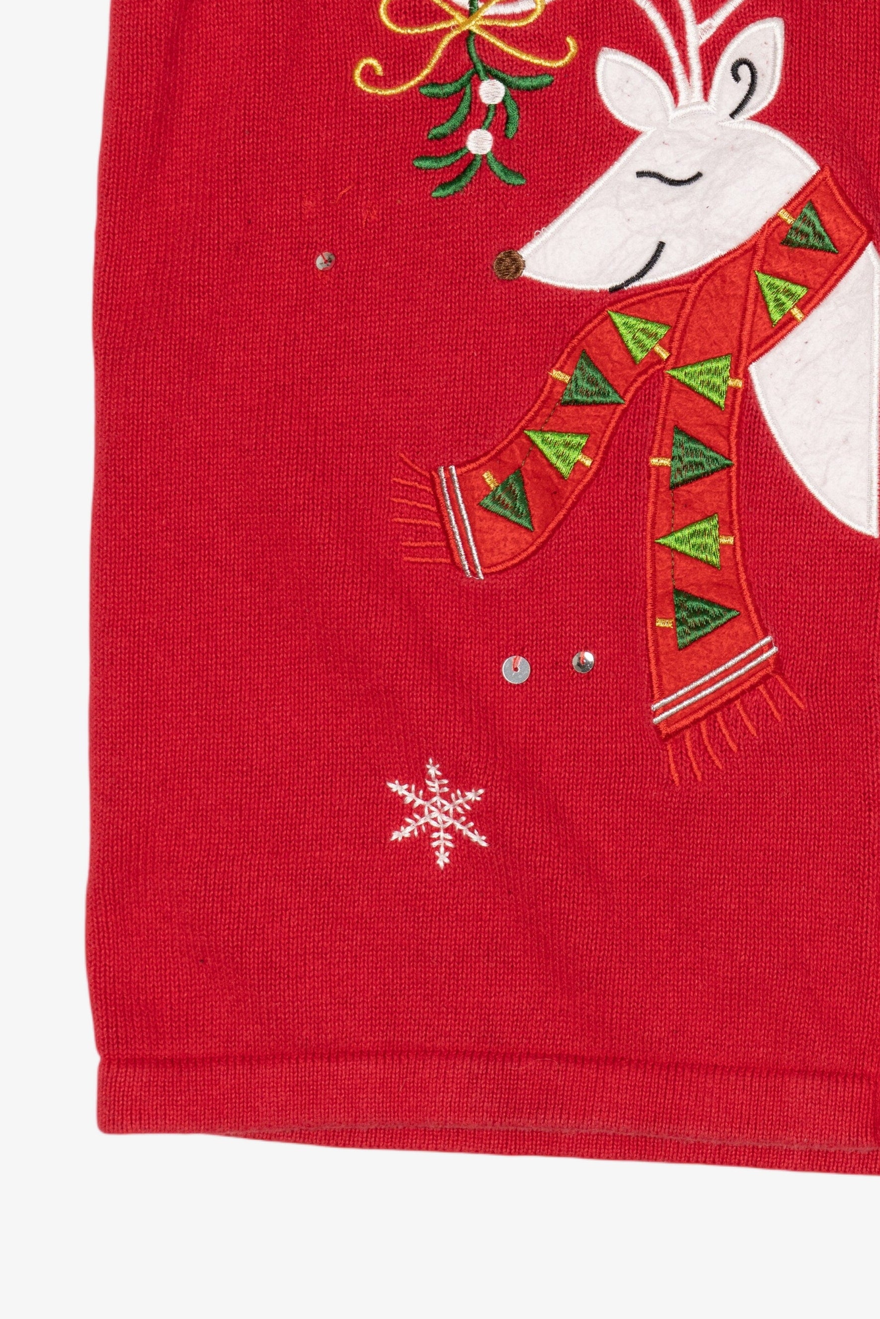 Vintage Red Nouveaux Reindeer Ugly Christmas Vest (2000s)