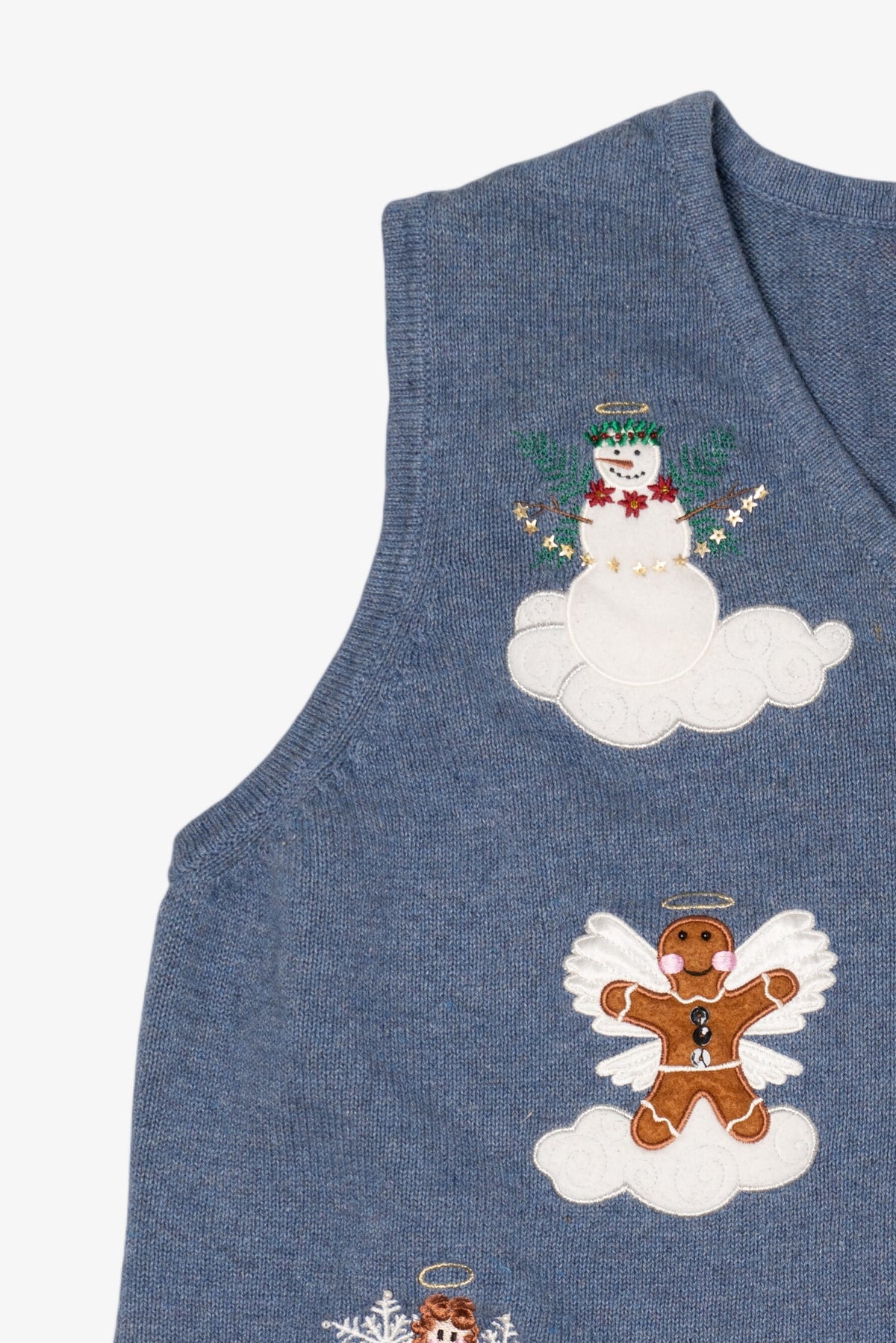 Vintage Blue Merry & Bright Angels Ugly Christmas Vest (2000s)