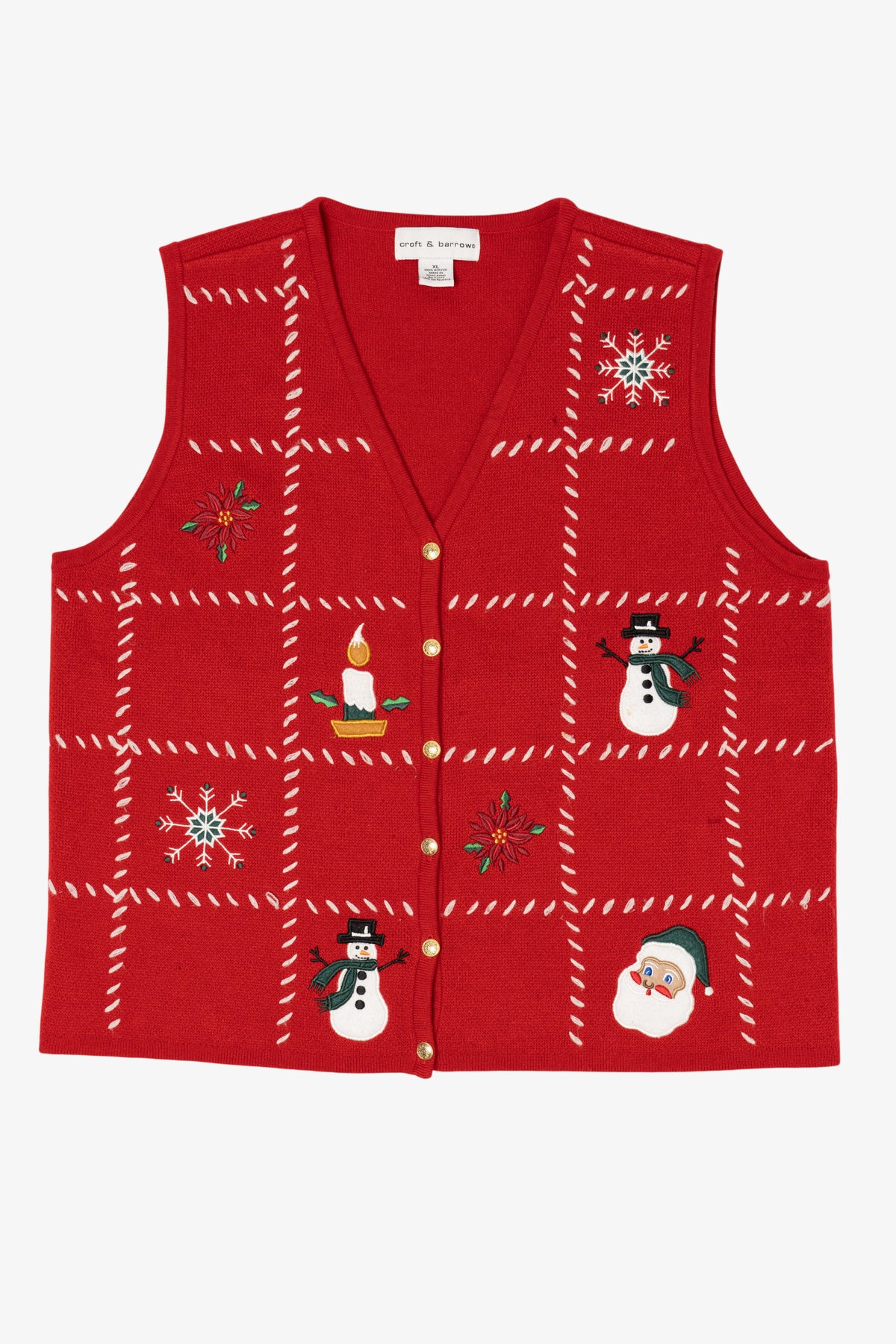 Vintage Red Croft & Barrow Squares Ugly Christmas Vest (2000s)