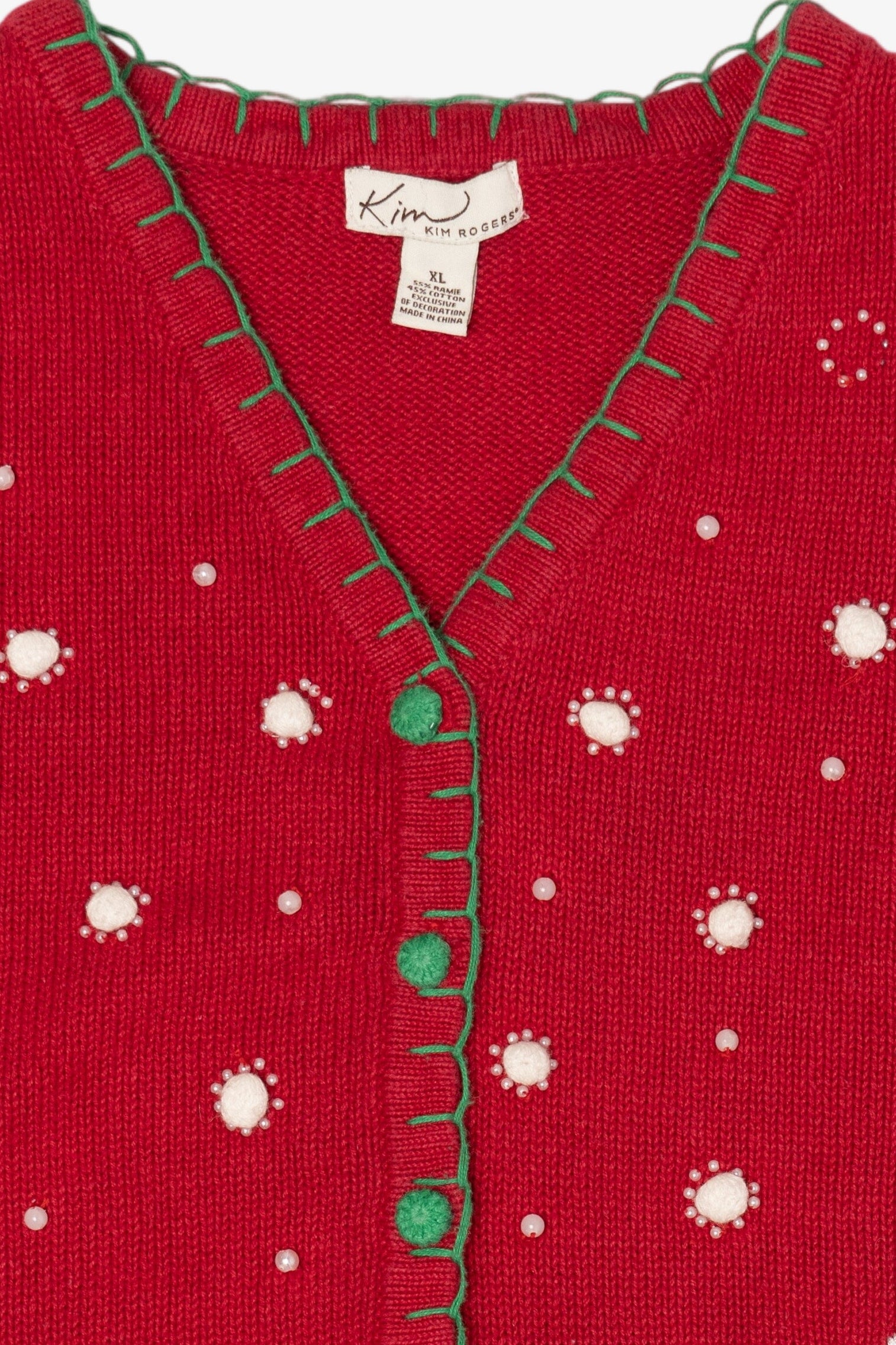 Vintage Red Kim Rogers Reindeer Ugly Christmas Vest (1990s)