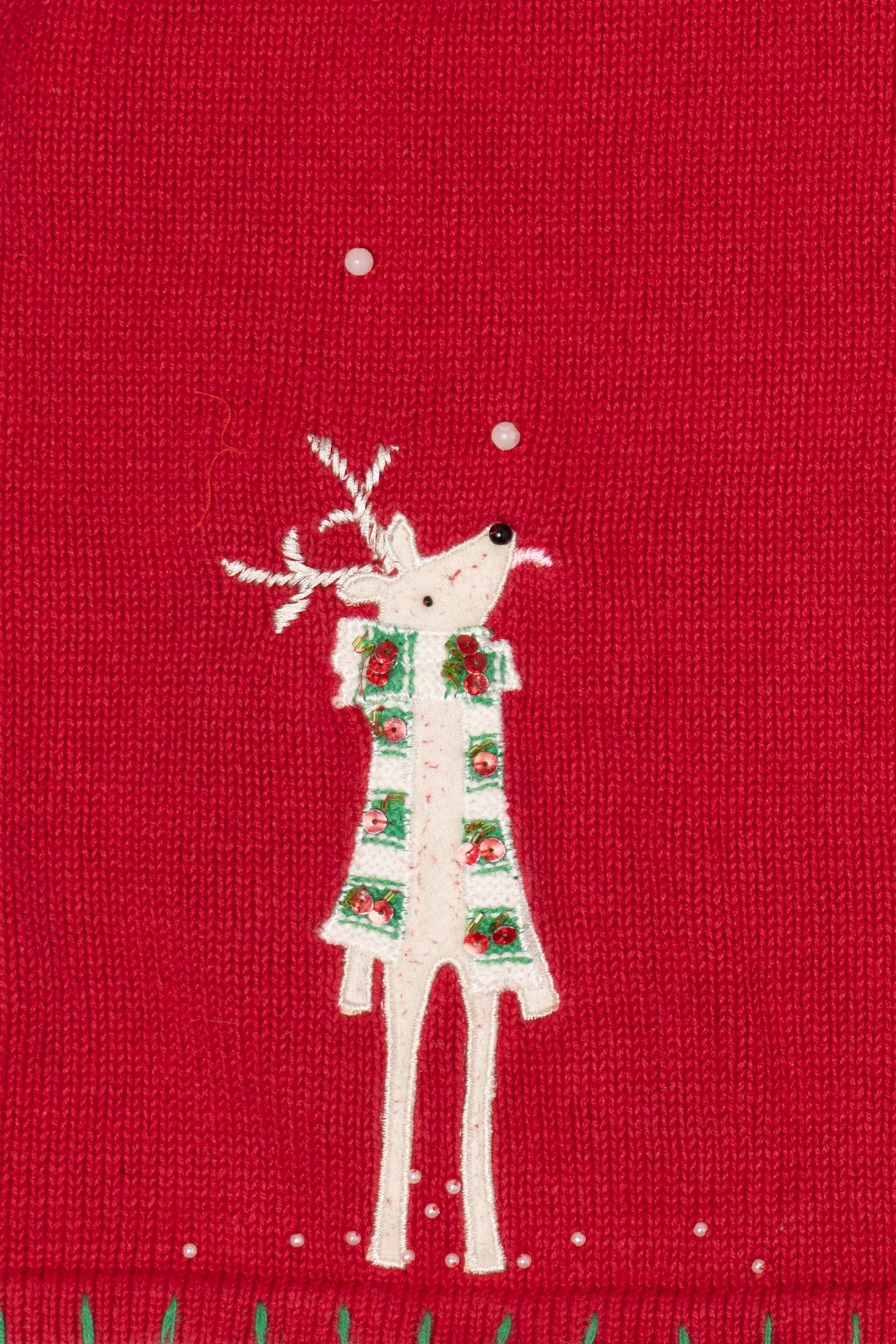 Vintage Red Kim Rogers Reindeer Ugly Christmas Vest (1990s)